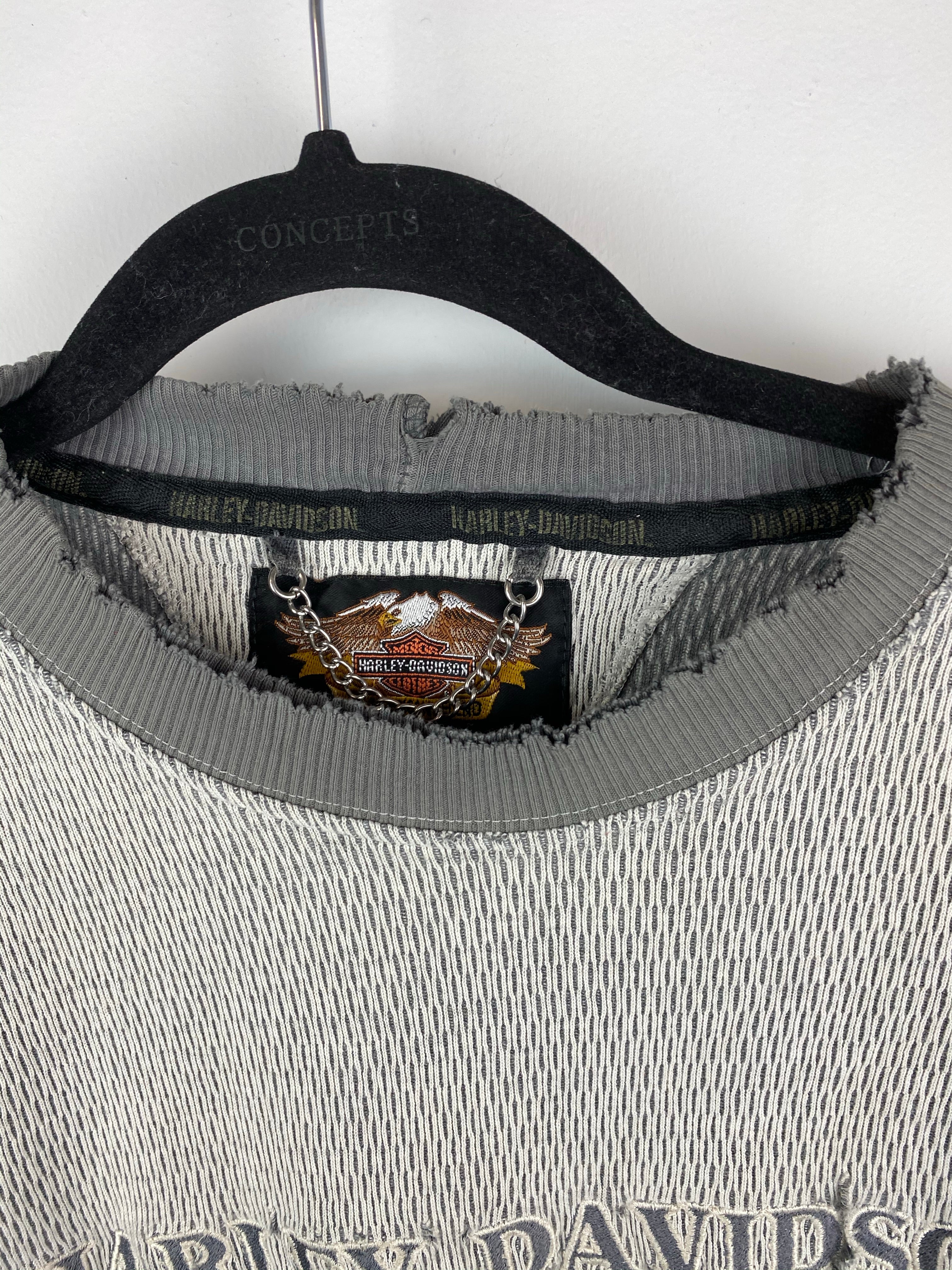 Thrashed Embroidered Harley Davidson crewneck