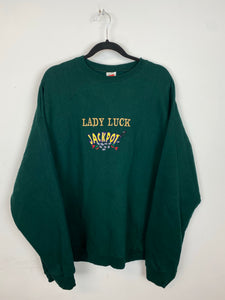 Vintage Embroidered Lady Luck Jackpot Crewneck - L