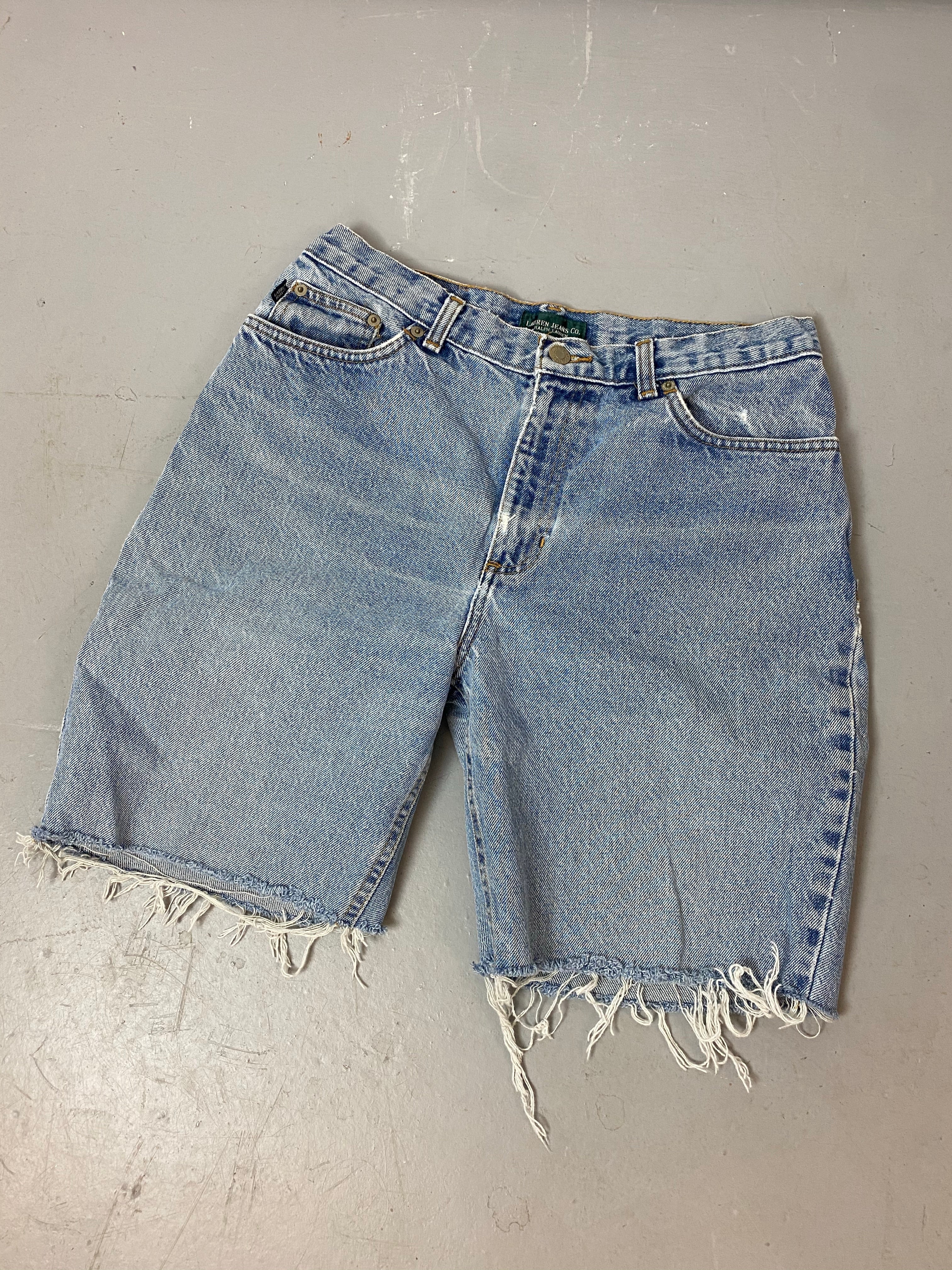 Vintage High Waisted Frayed Ralph Lauren Denim Shorts - 31in