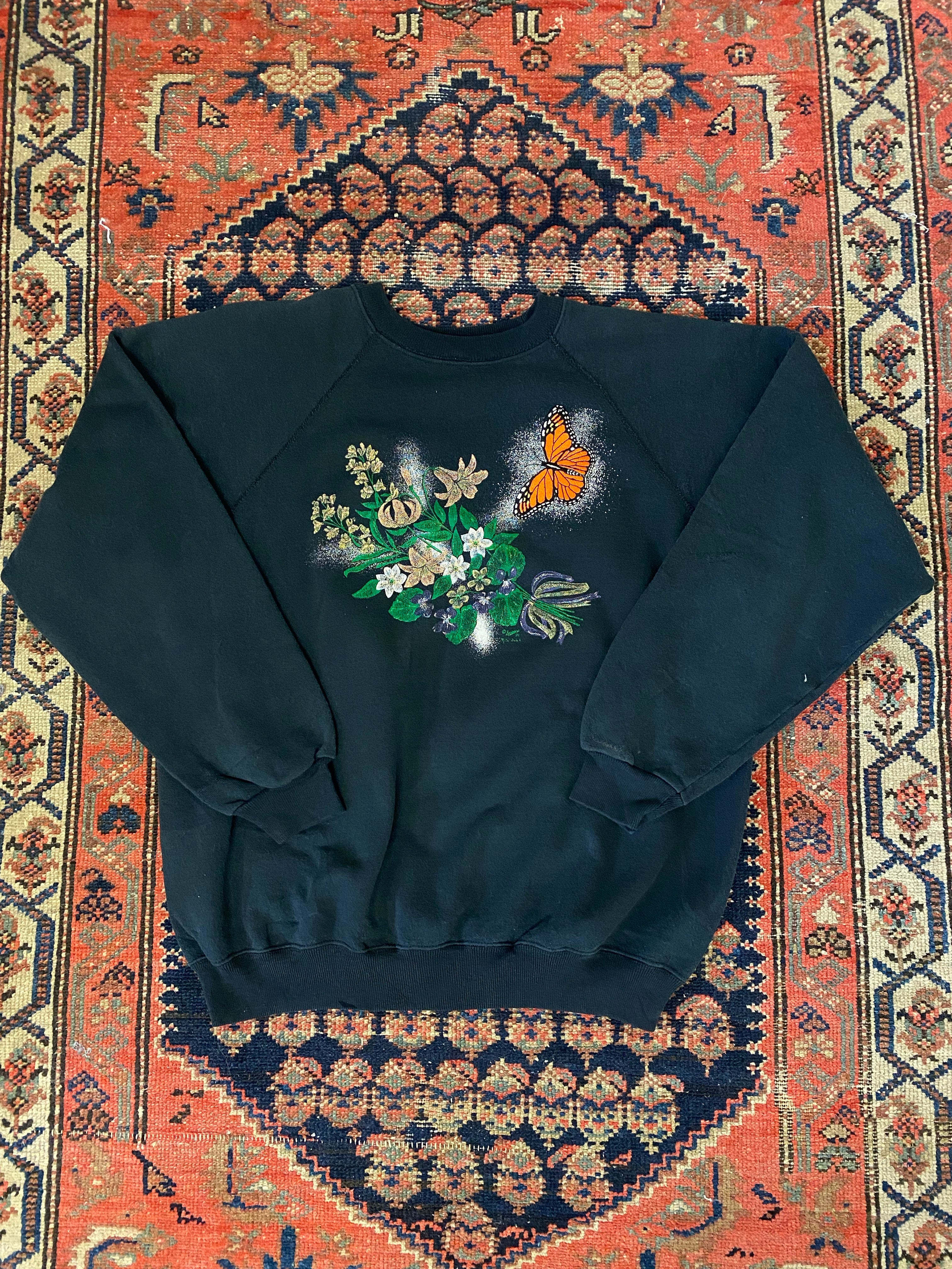 Vintage Embroidered Butterfly Crewneck - S/M