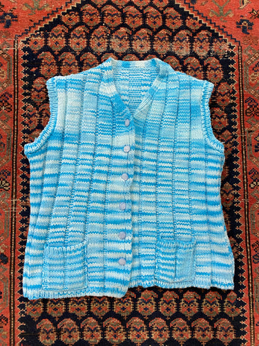 Vintage Baby Blue Knit Vest - S