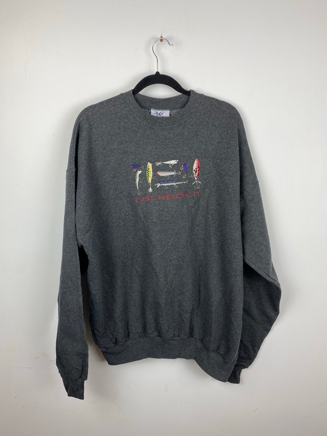 90s embroidered Just Hooked crewneck