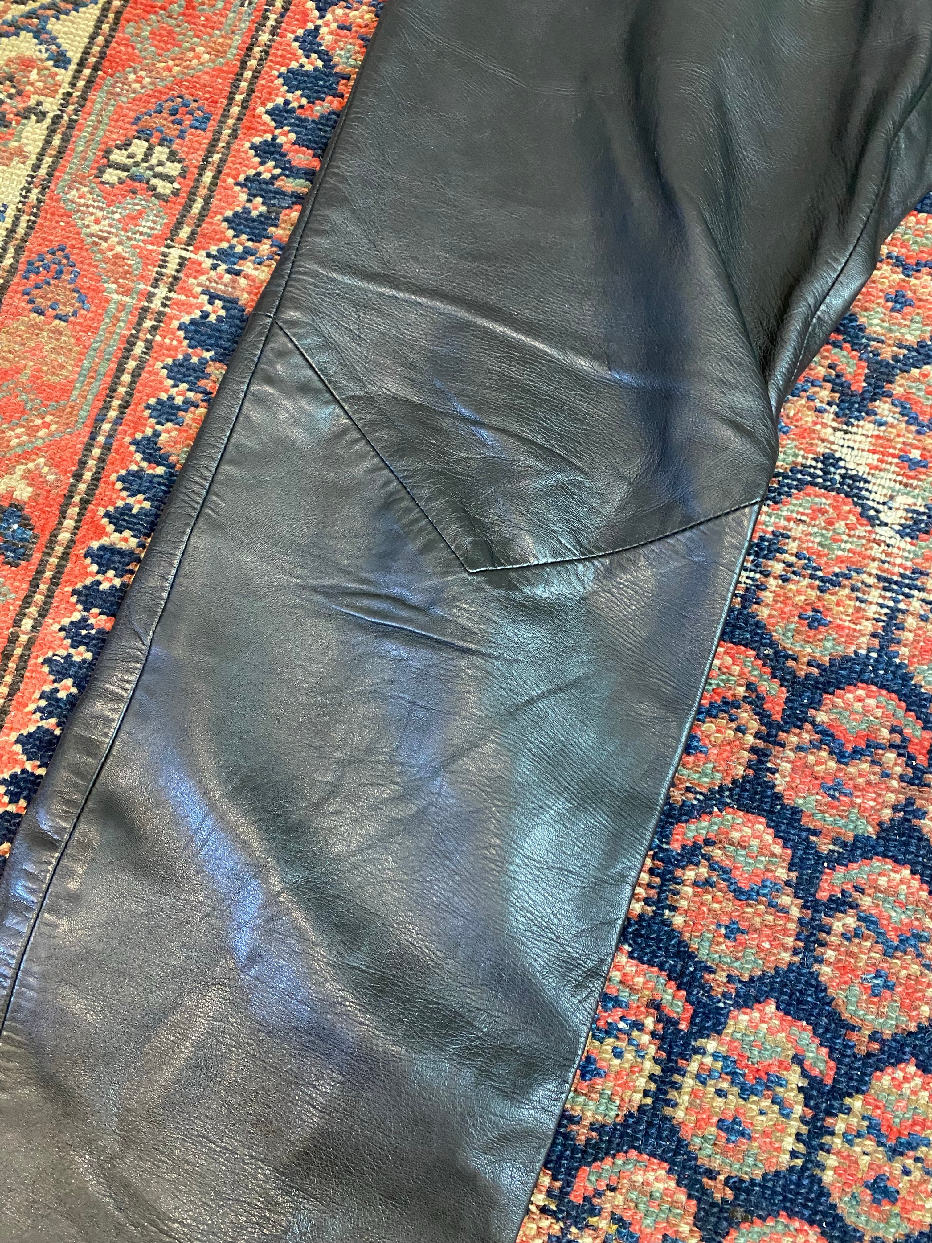 Vintage High Waisted Leather Pants - 28in