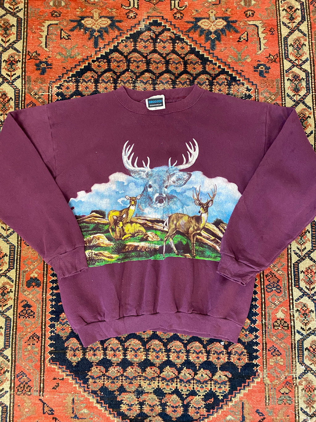 Vintage Burgundy Deer Crewneck - M
