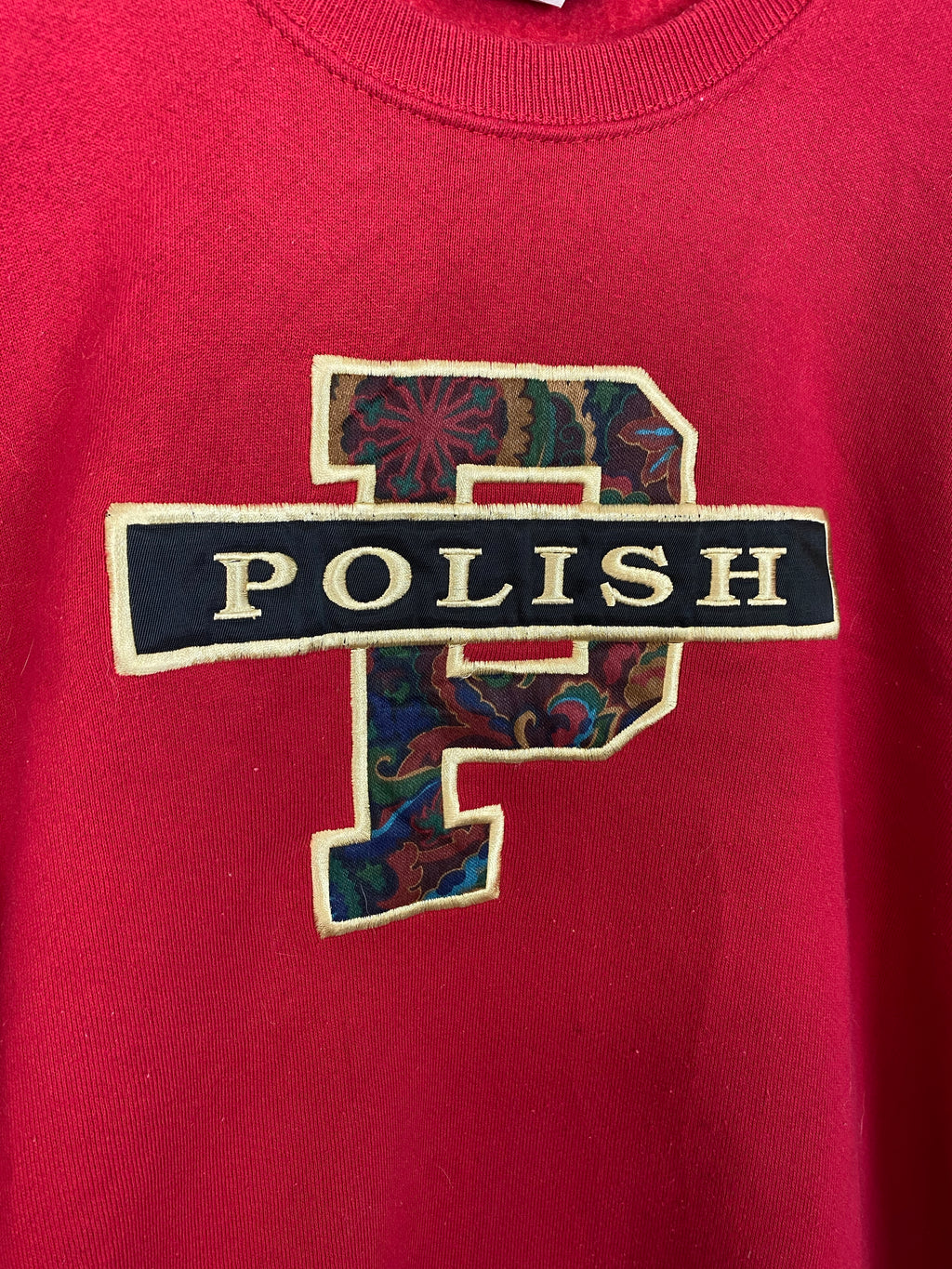 90s embroidered Polish crewneck - L