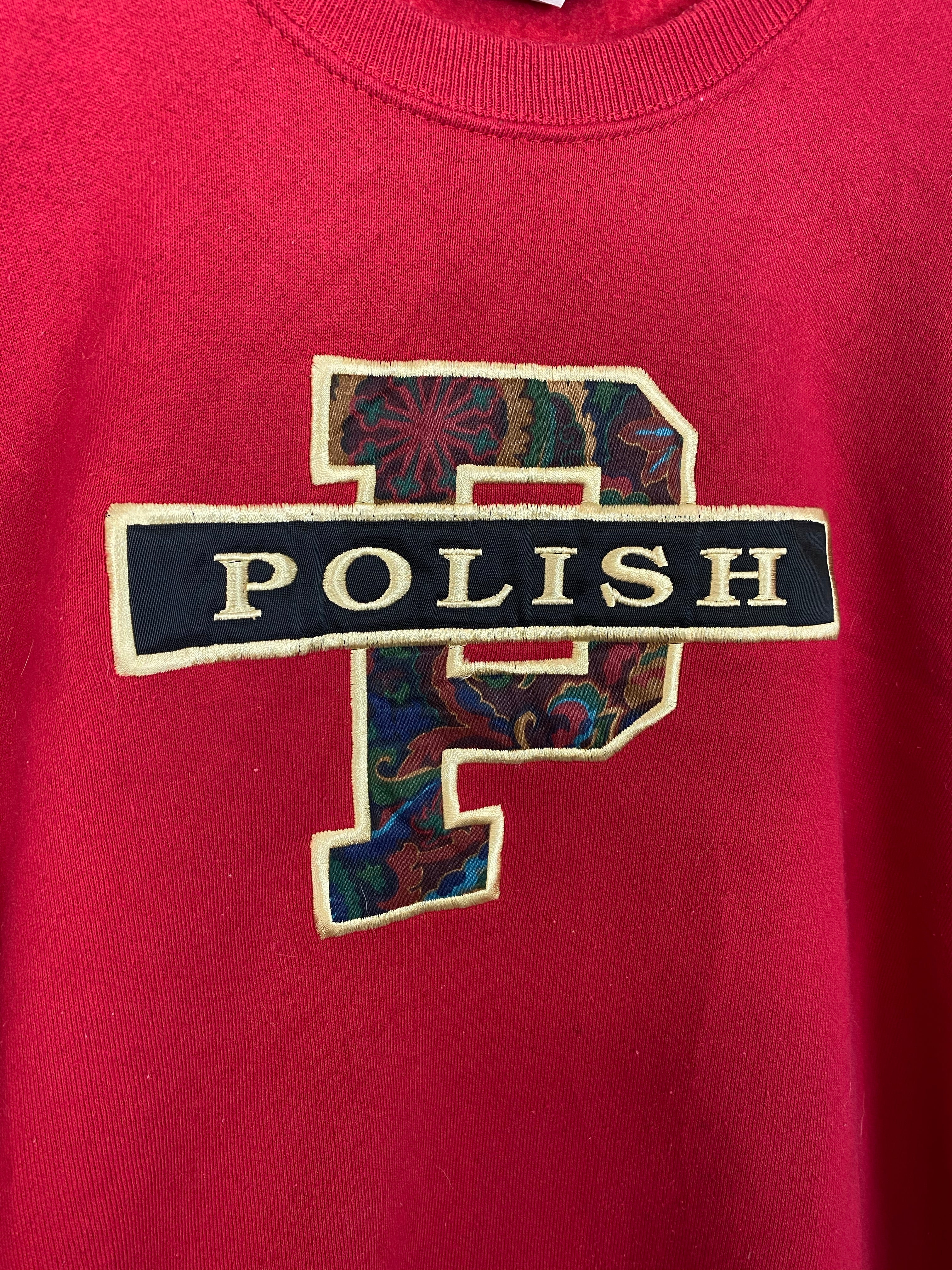90s embroidered Polish crewneck - L