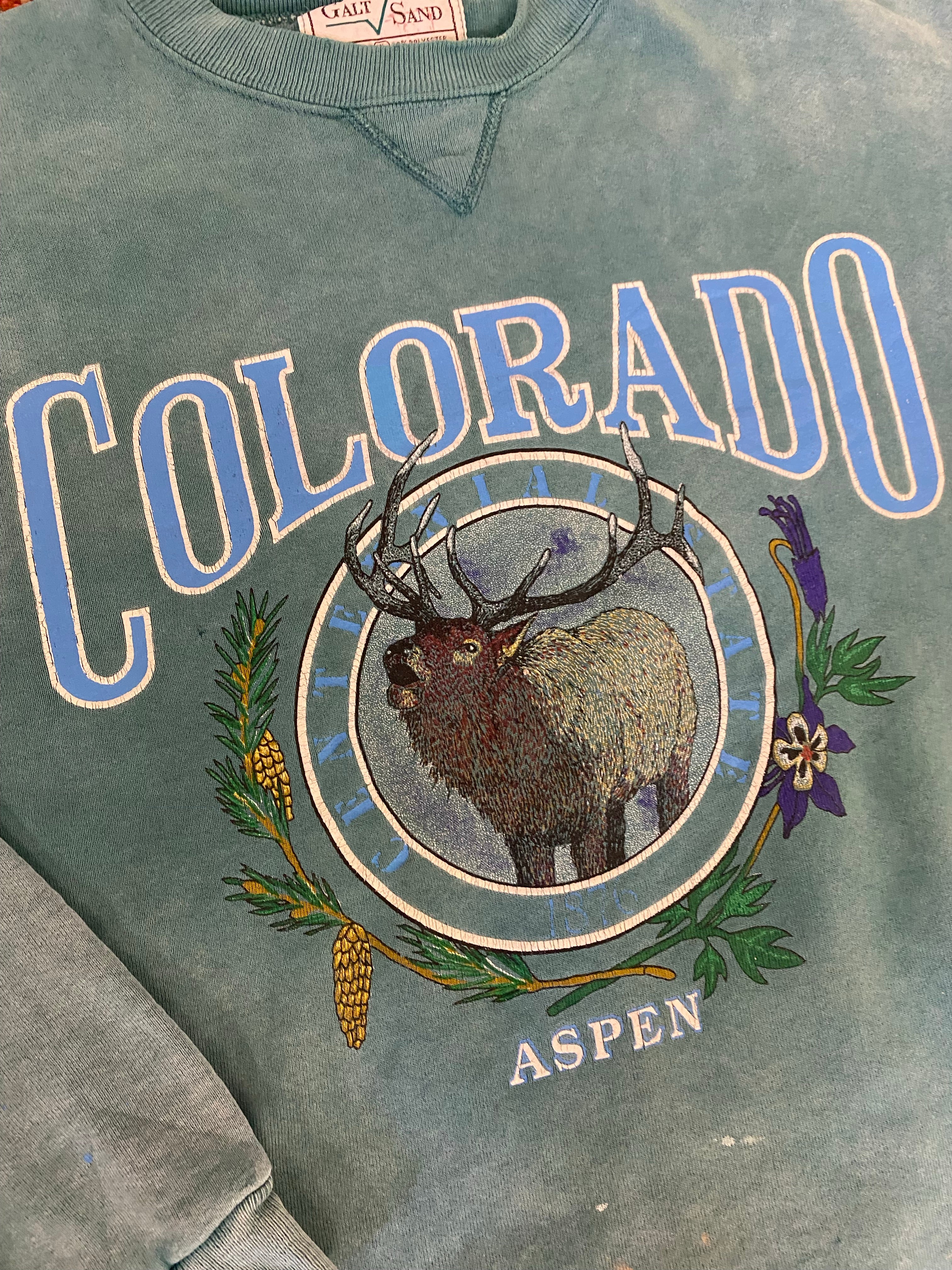 90s Stone Wash Colorado Crewneck - L