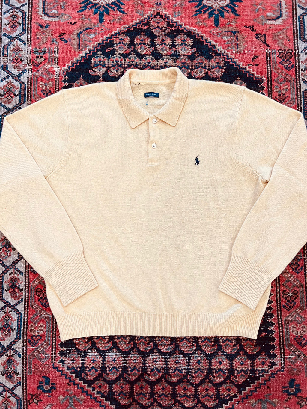 VINTAGE YELLOW KNIT POLO - MEDIUM