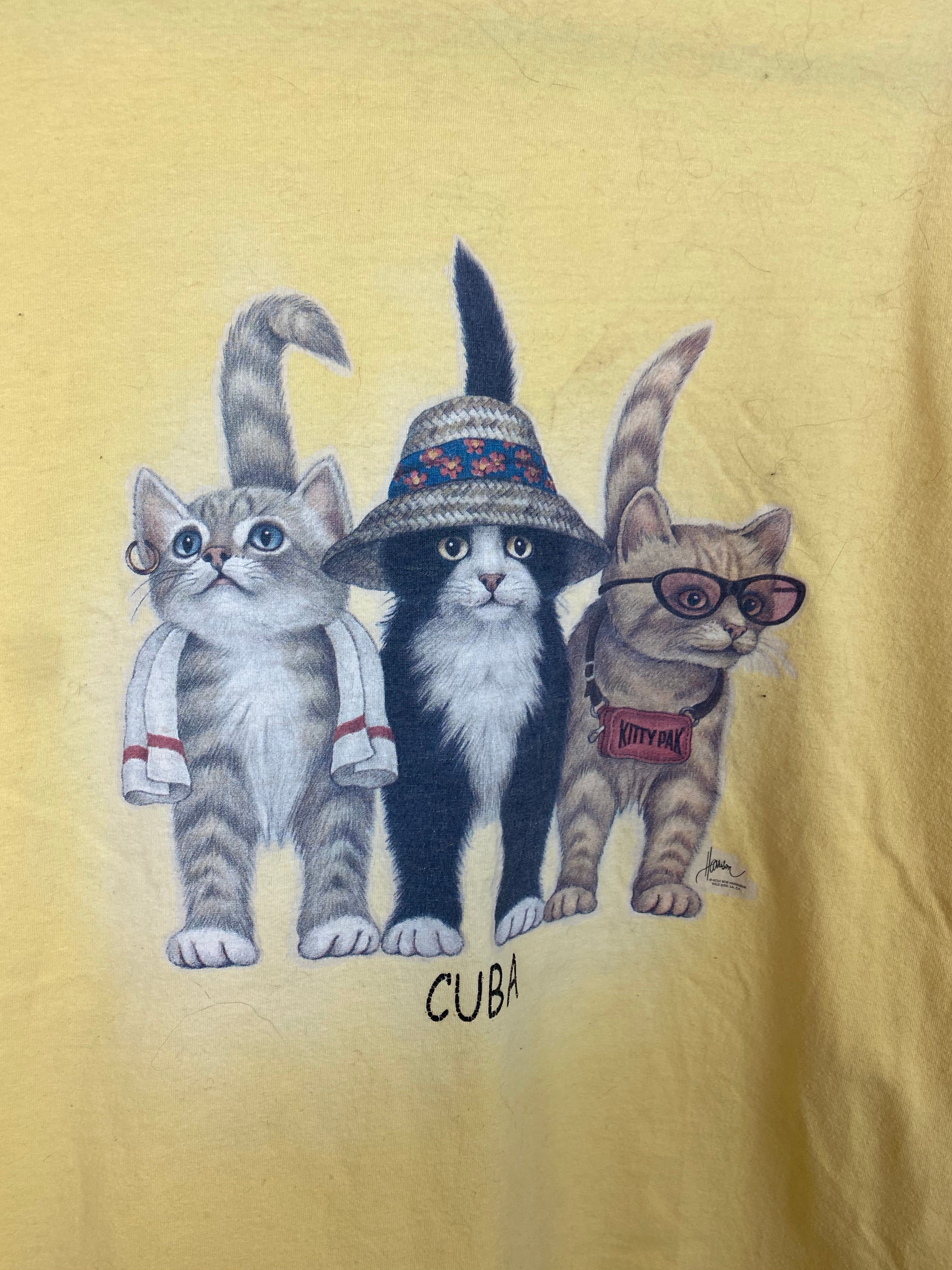 Vintage Front and back yellow CAT t shirt - S