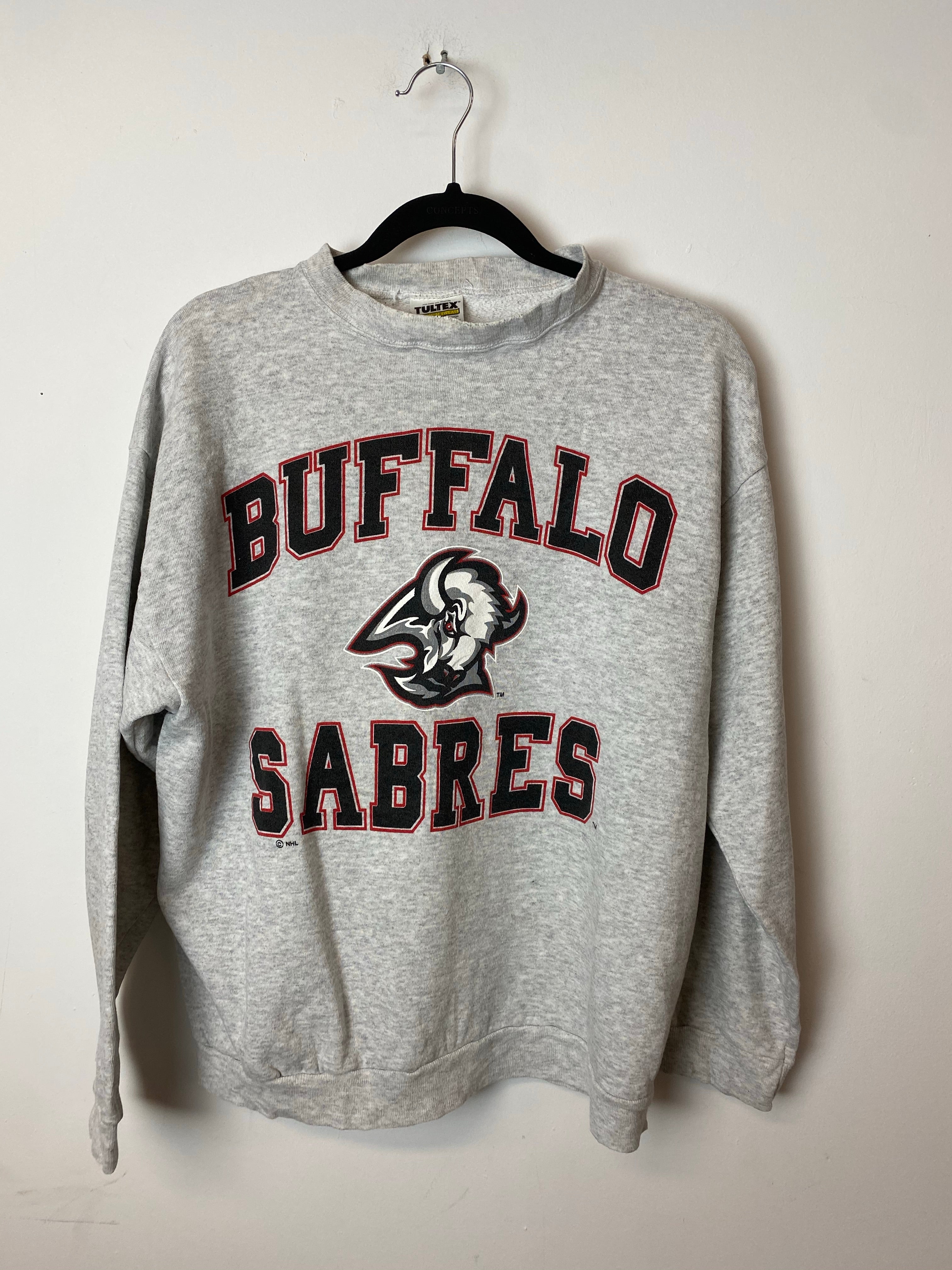 Buffalo Sabres Goat Head 90's Vintage NHL Crewneck Sweatshirt S / Ash