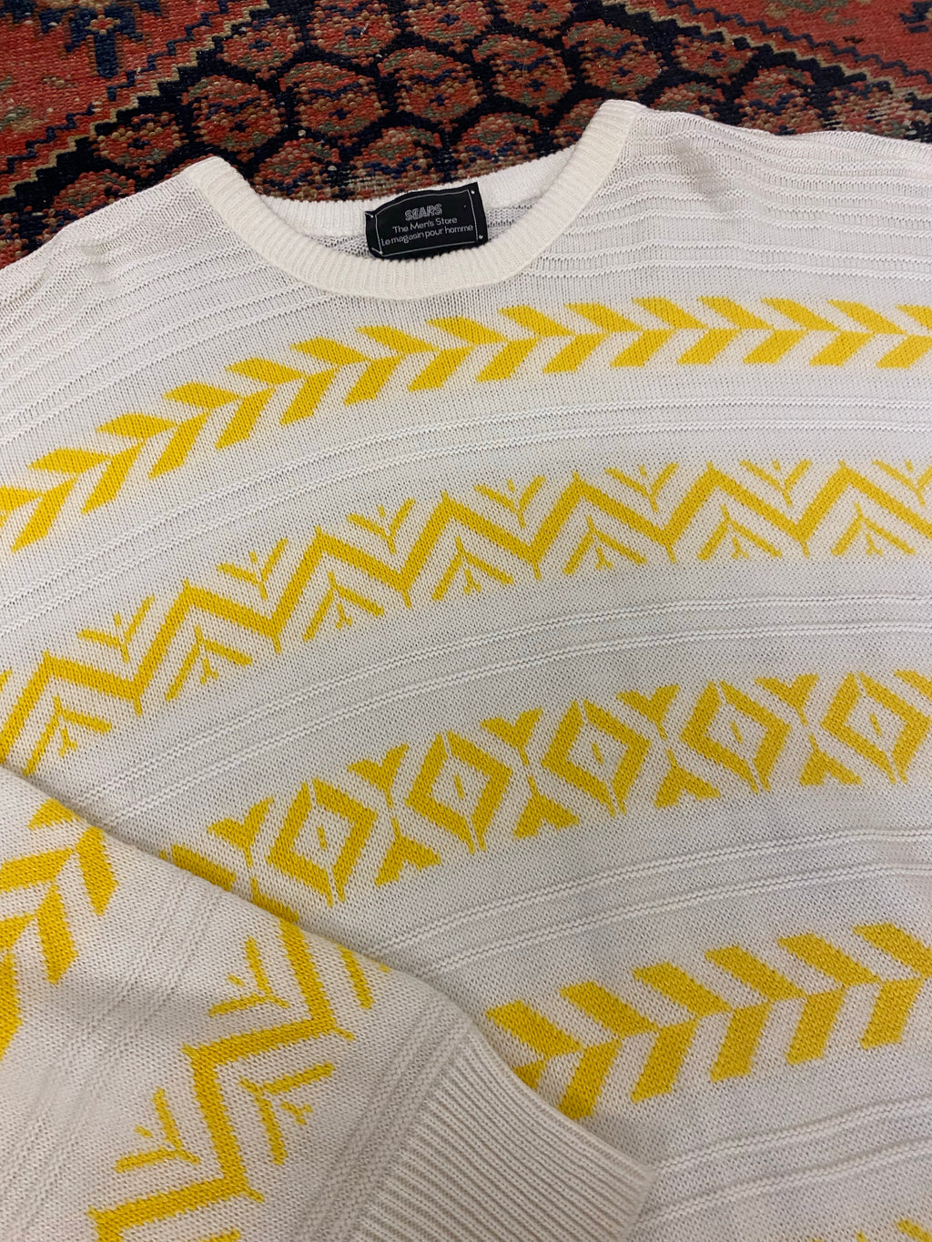 Vintage Patterned Striped Crewneck - M