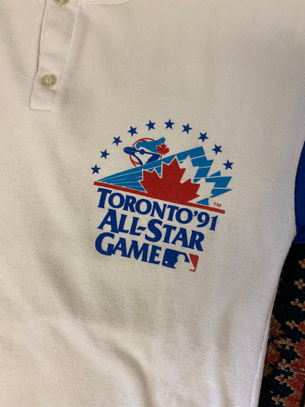 90s Front And Back Toronto Blue Jays Henley Long-sleeve - L