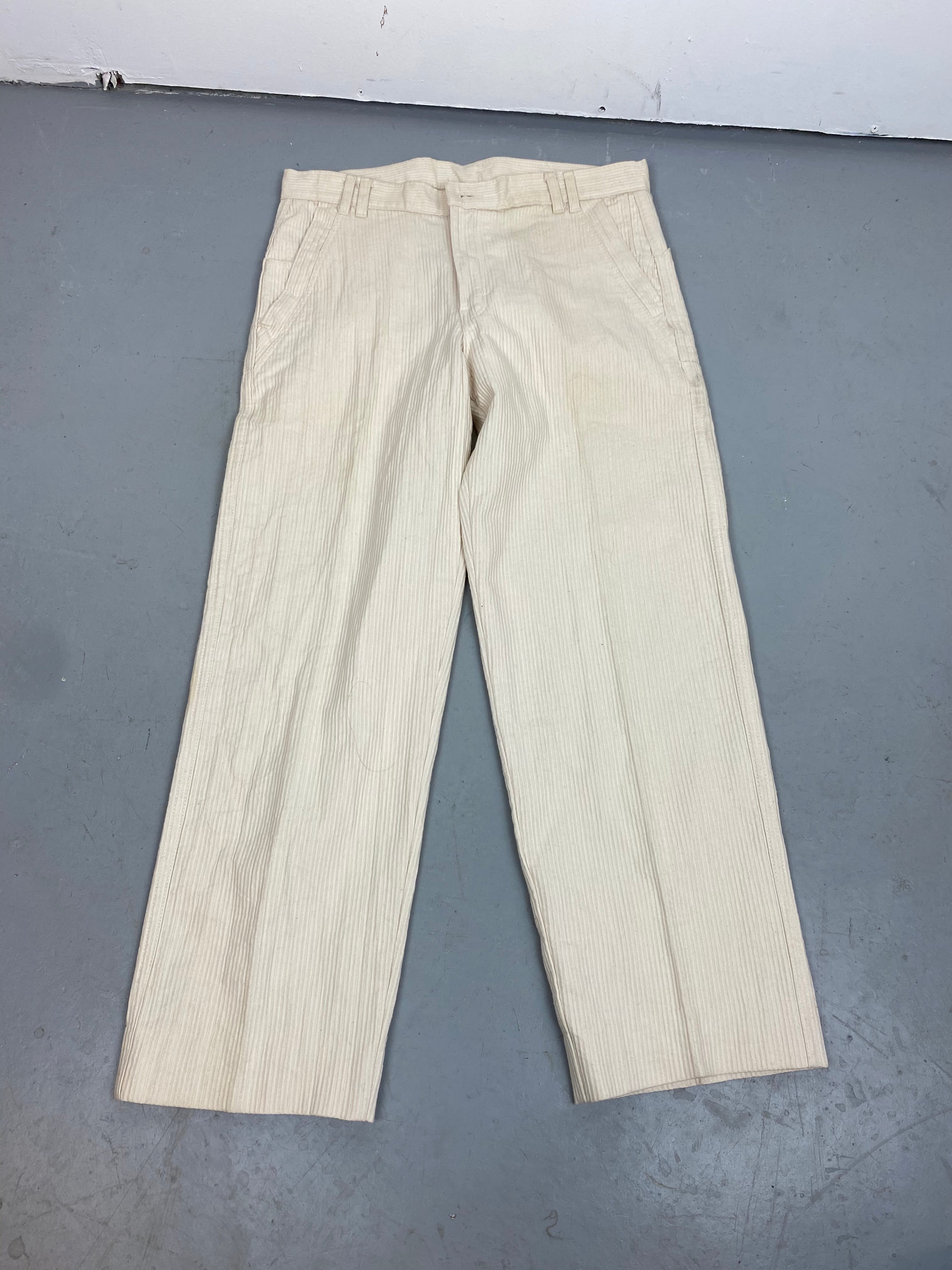 Creme corduroy straight leg pants