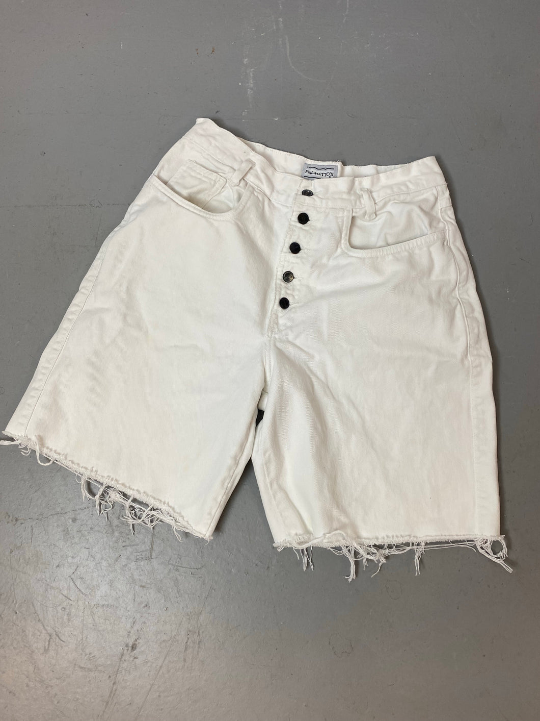 90s Palmettos High Waisted Frayed Denim Shorts - 28in