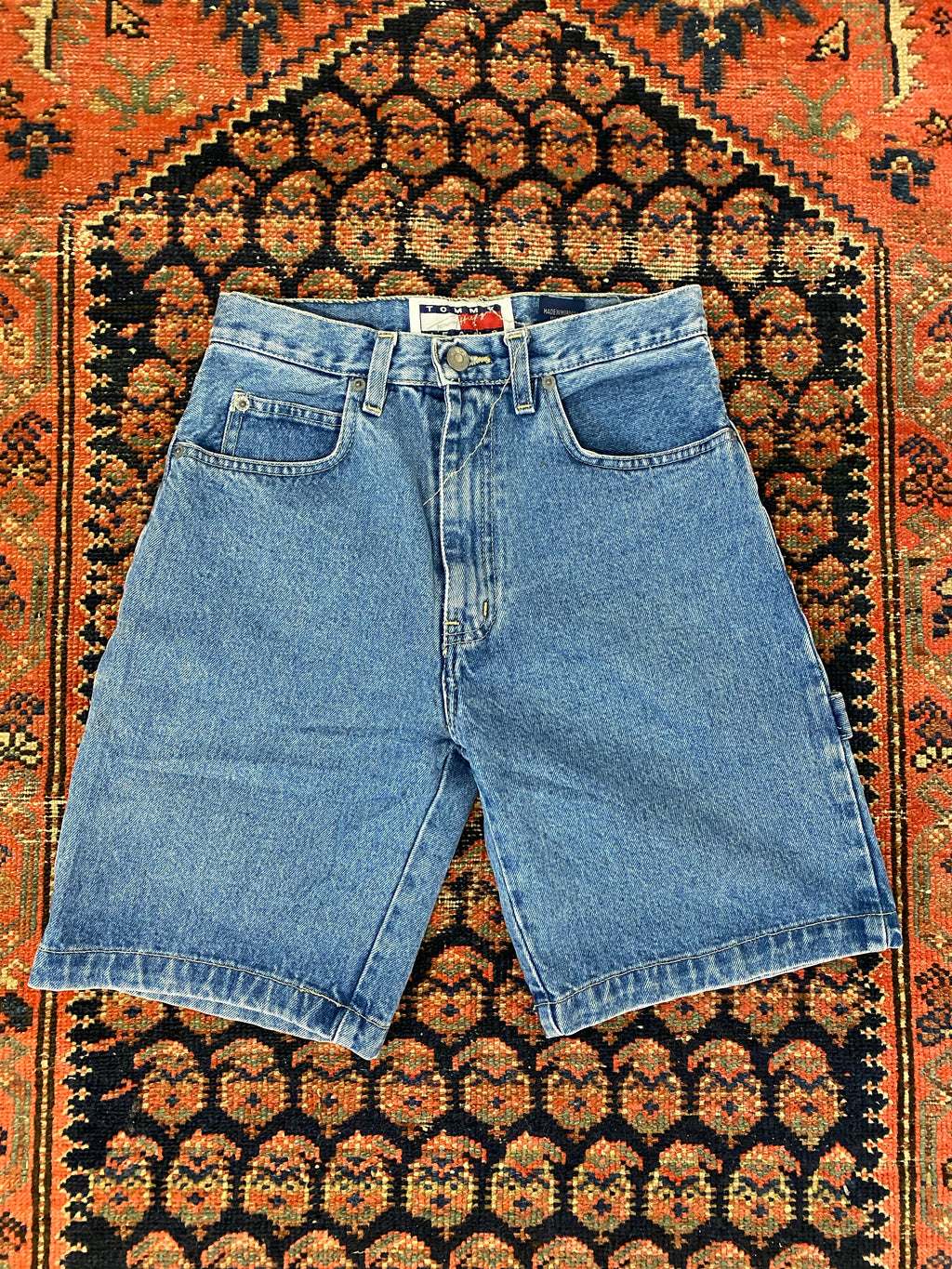 90s High Waisted Tommy Hilfiger Carpenter Denim Shorts - 26in