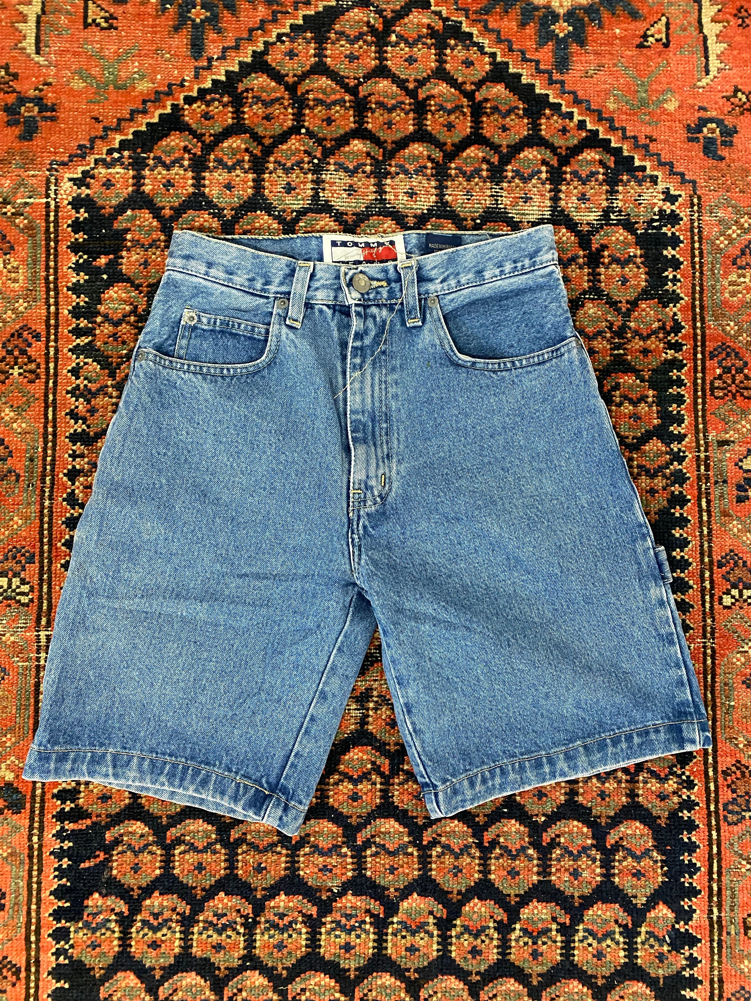 90s High Waisted Tommy Hilfiger Carpenter Denim Shorts - 26in