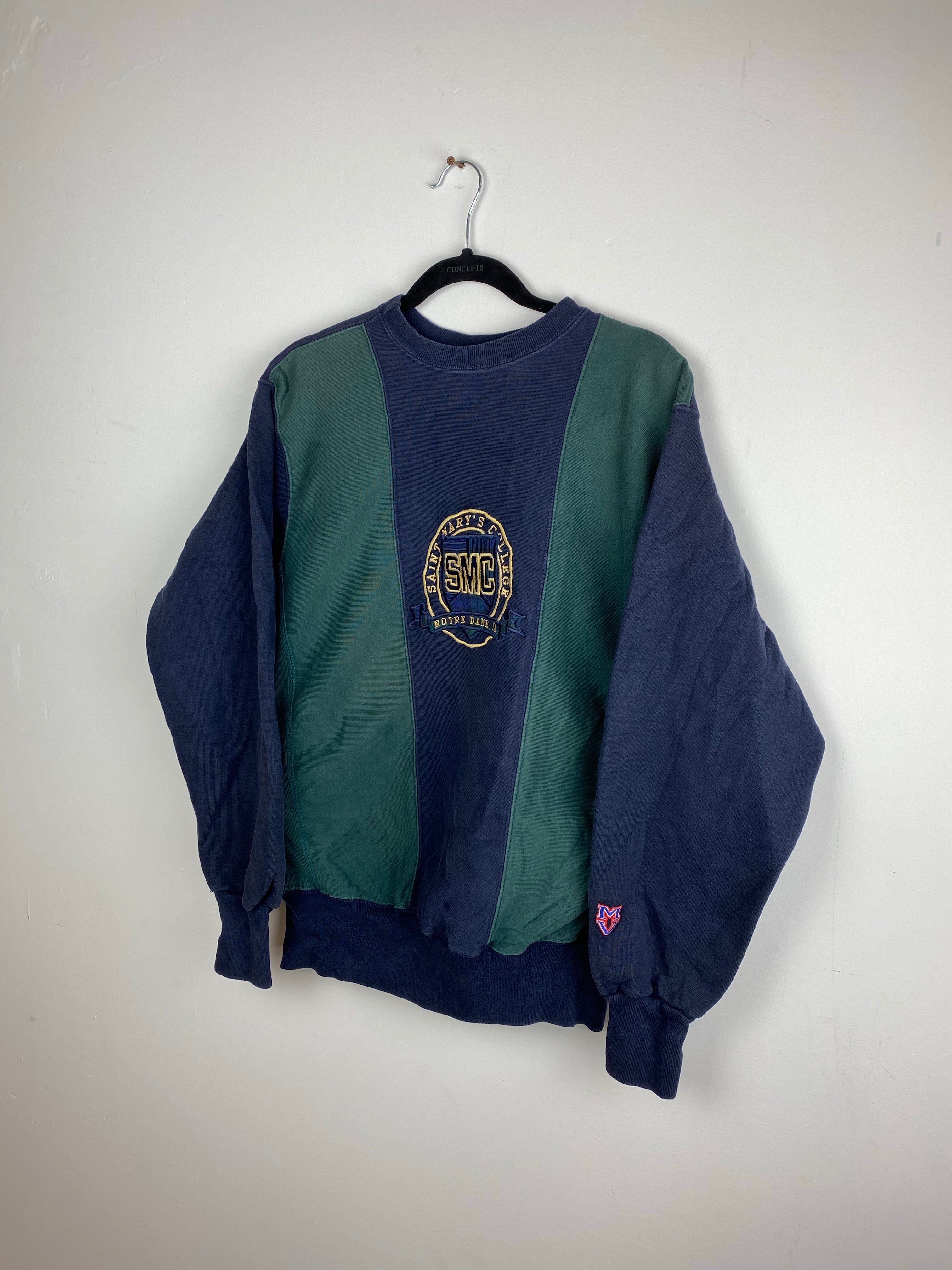 Colour blocked Notre Dame crewneck