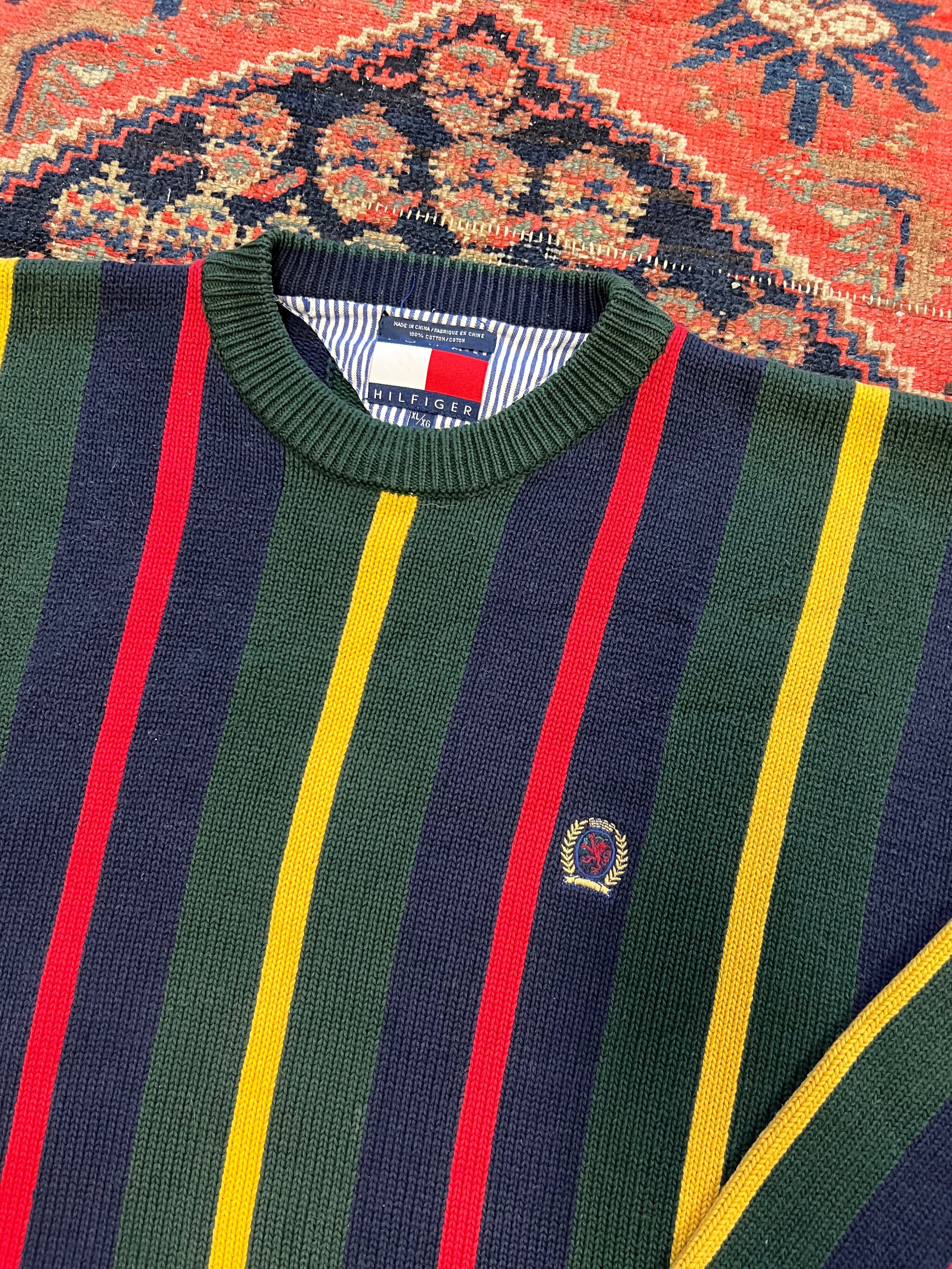 VINTAGE STRIPED KNIT TOMMY SWEATER - XL