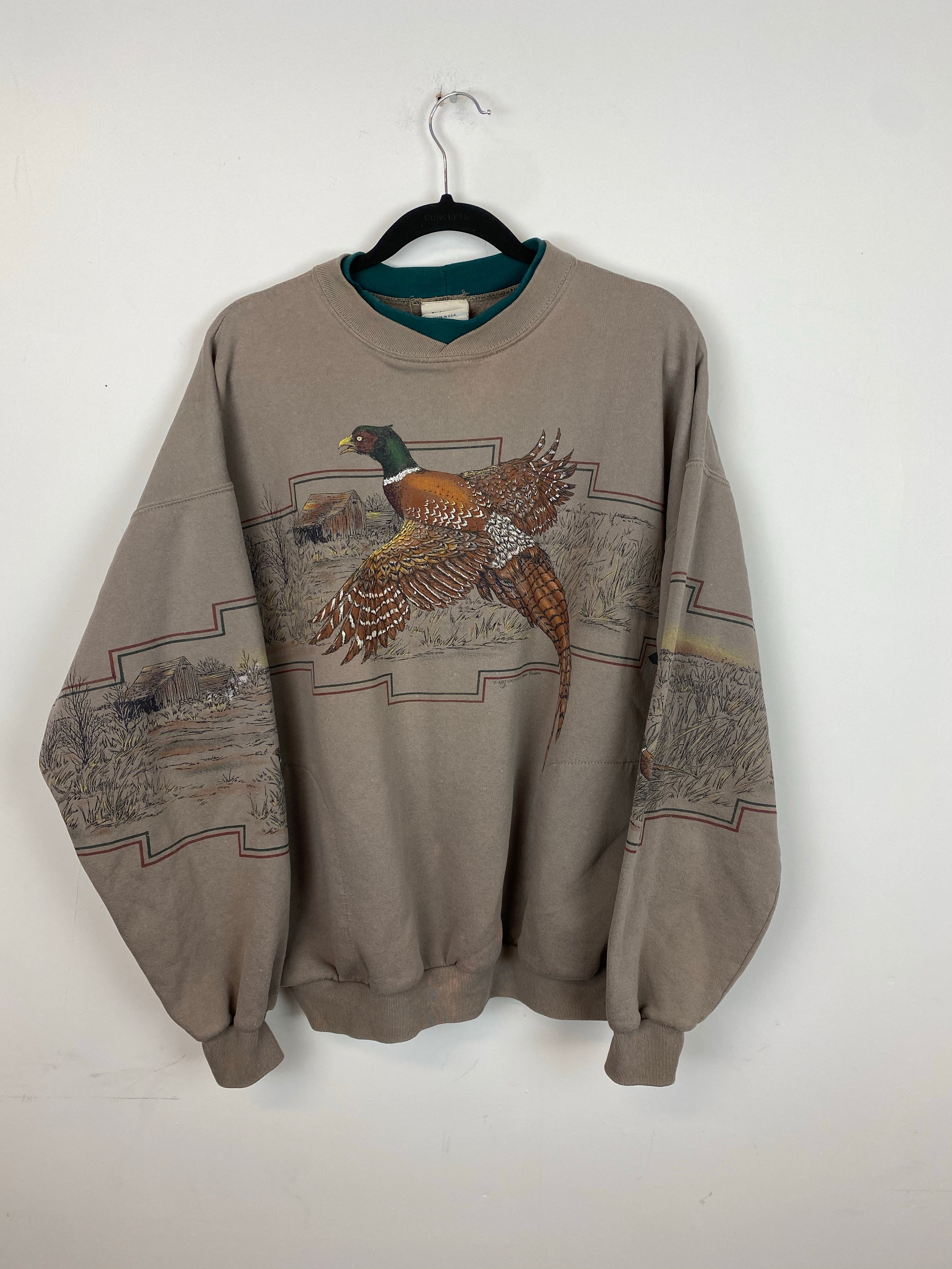 90s turkey all over print crewneck - M