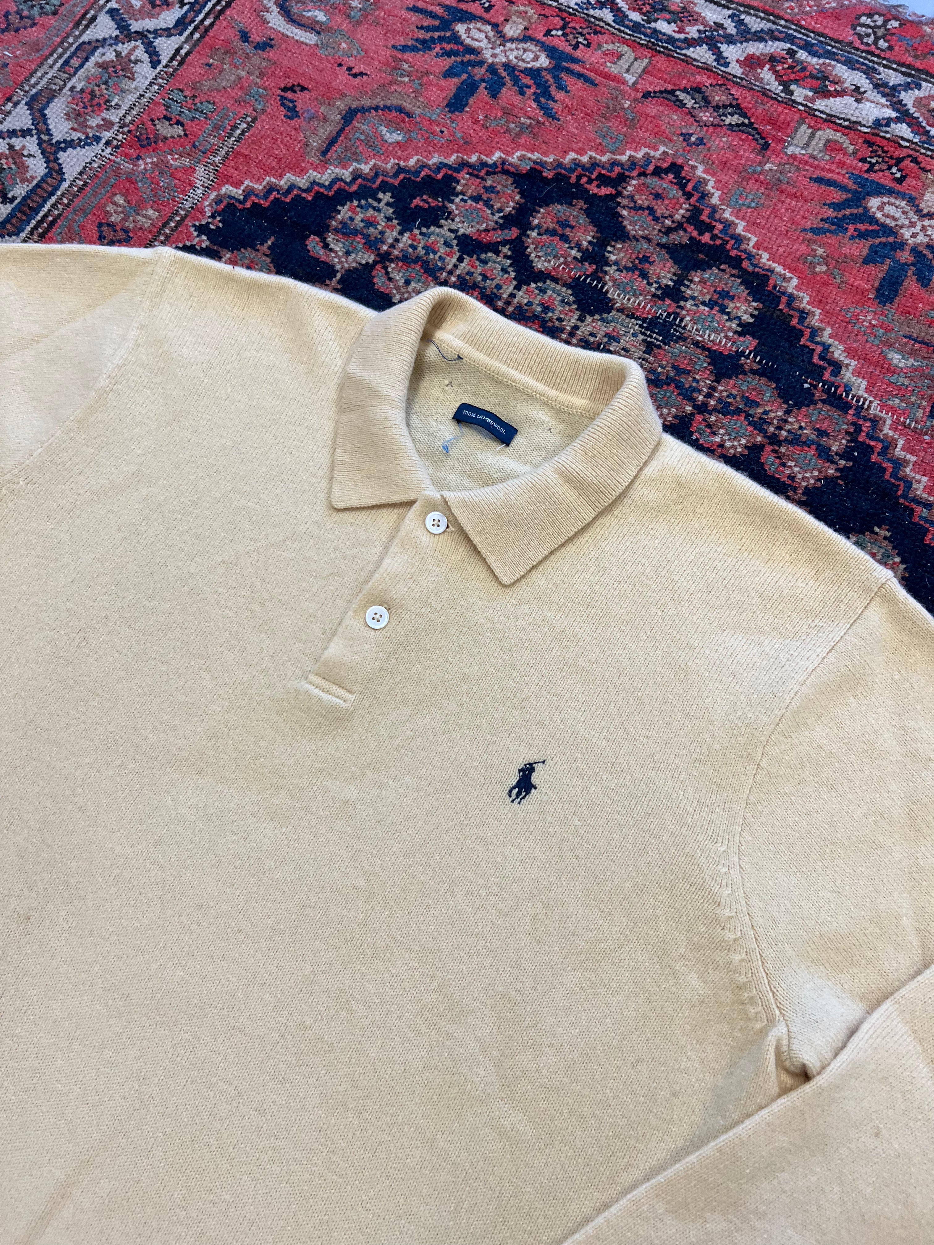 VINTAGE YELLOW KNIT POLO - MEDIUM