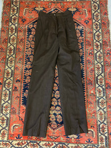 Vintage Brown High Waisted Pleated Trousers - 26in