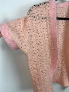 Vintage Pink front button knitted top - L