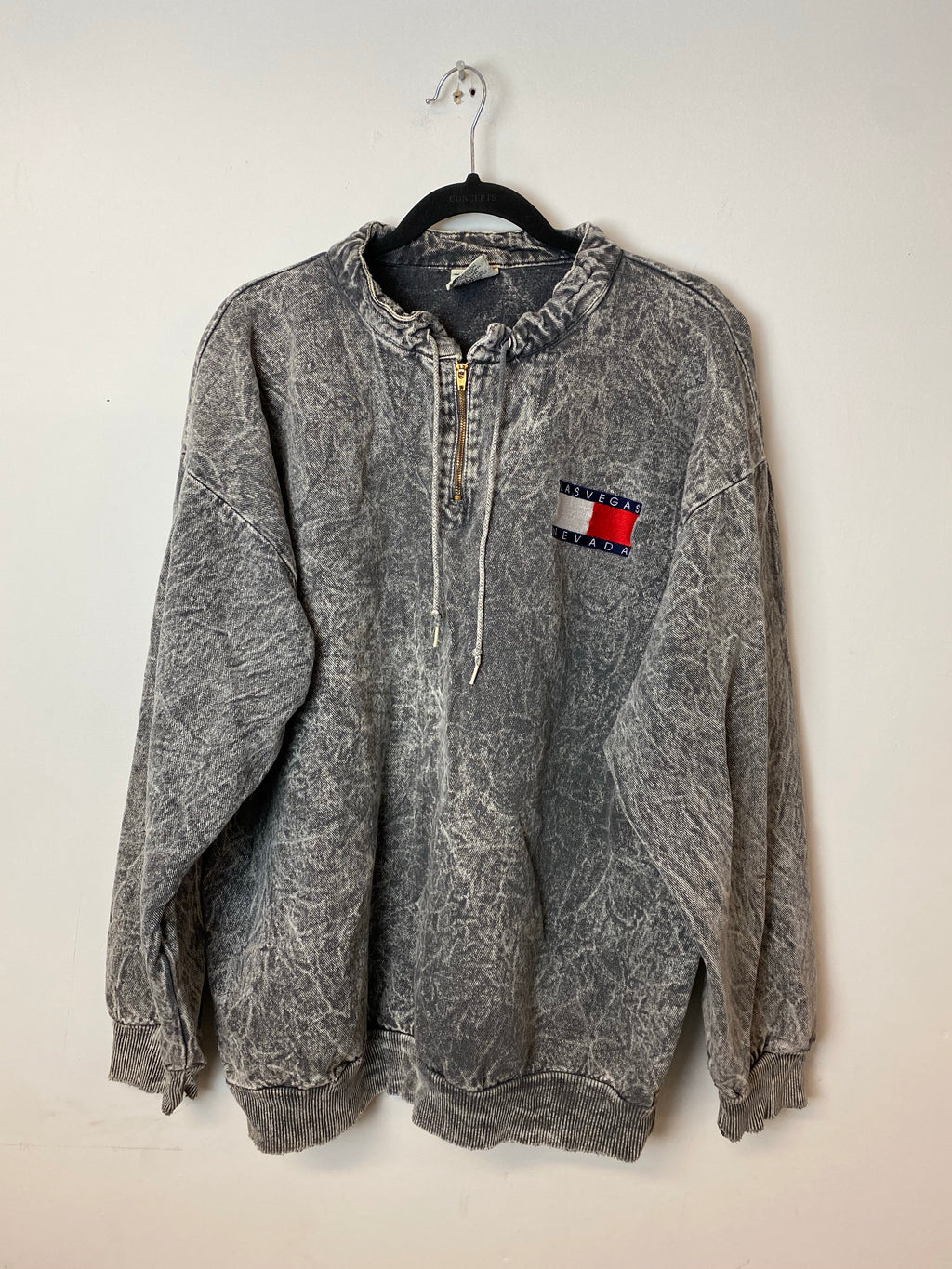 Vintage Stone Wash Las Vegas Quarter Zip Crewneck - L