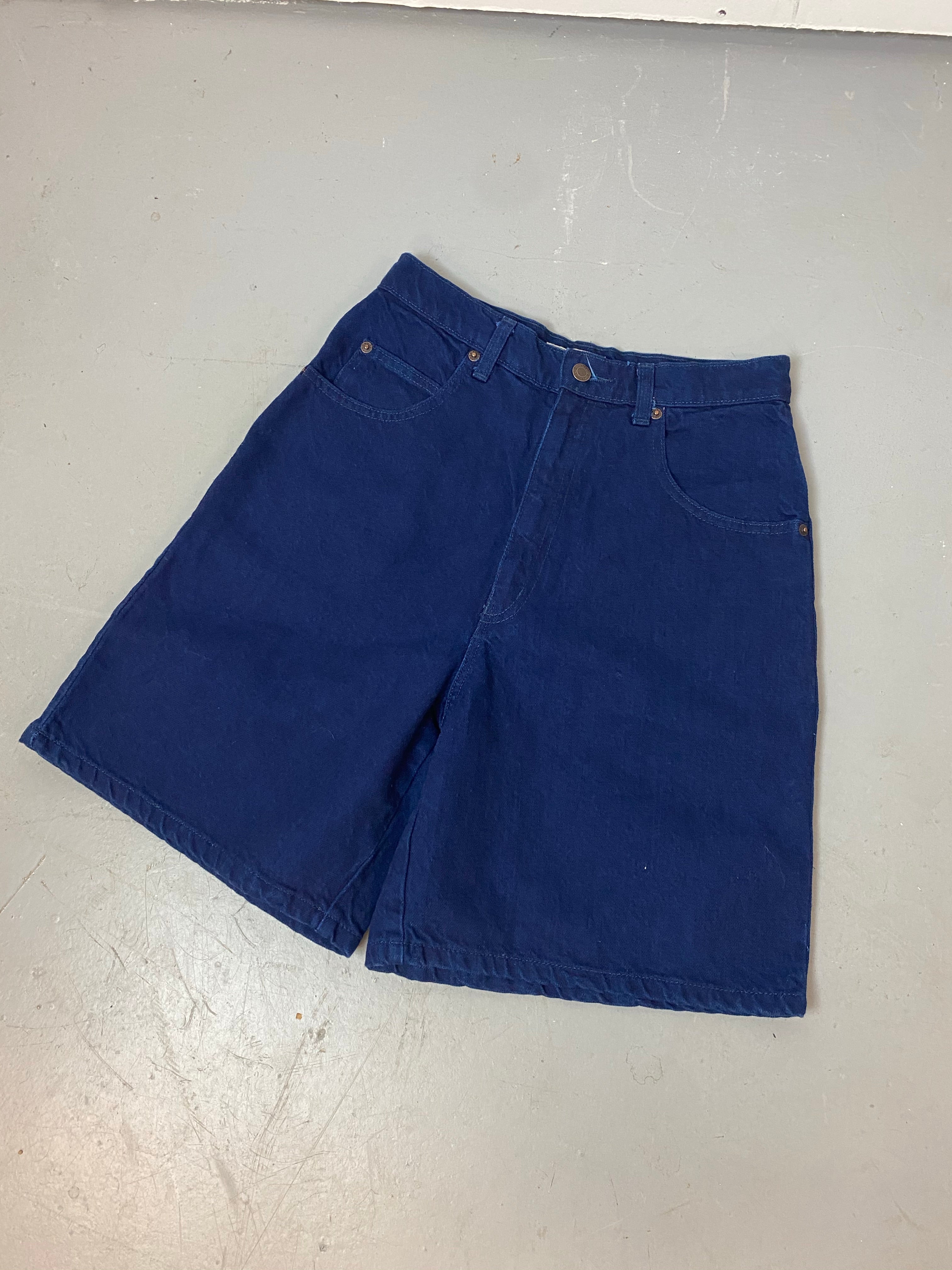 Vintage High Waisted Navy Denim Shorts - 29in