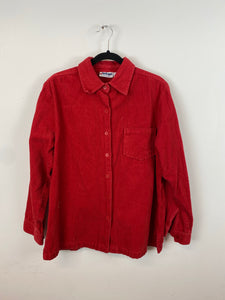 Red heavy corduroy button up - M