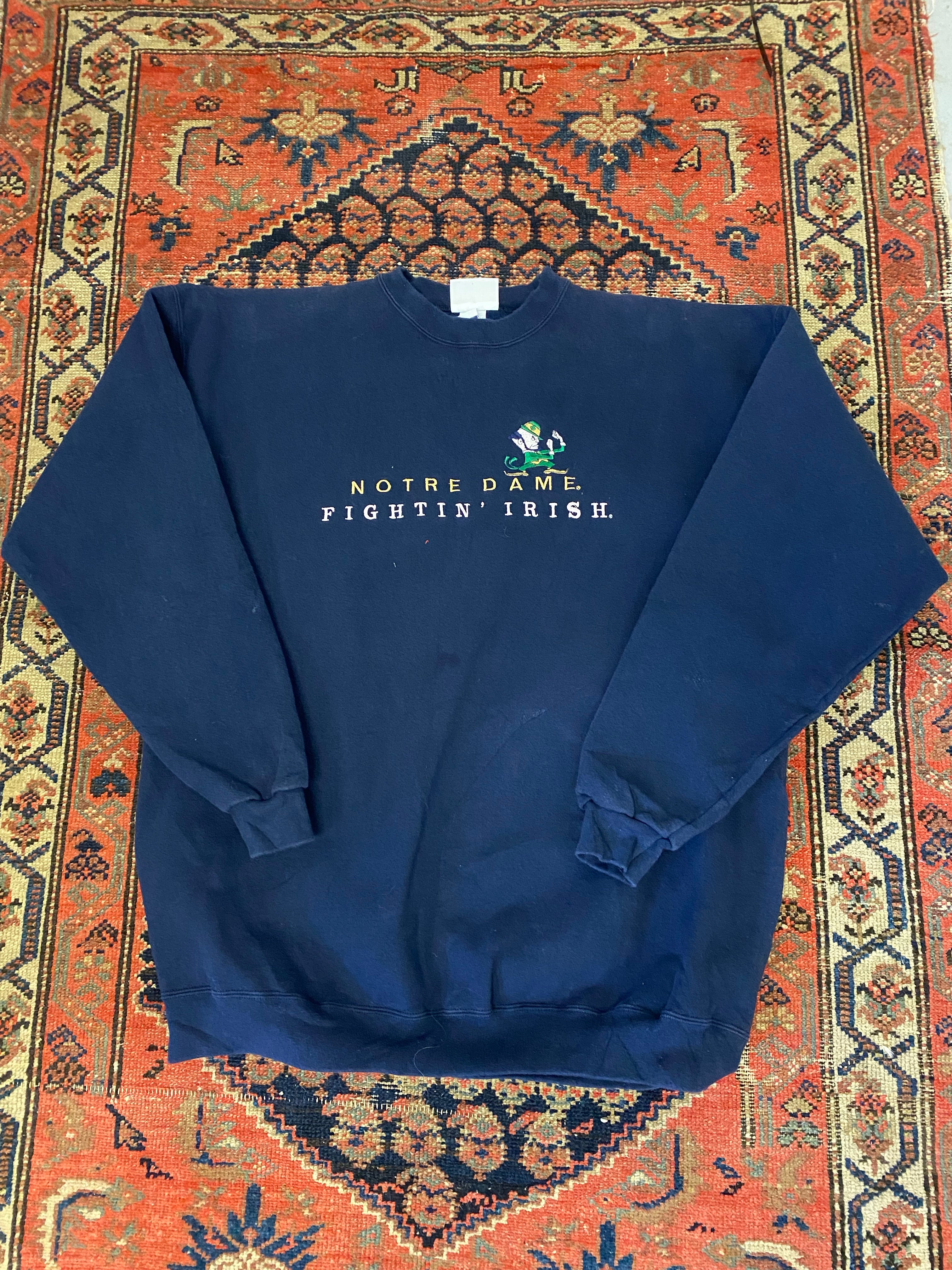 Vintage Embroidered Notre Dame Crewneck - XL