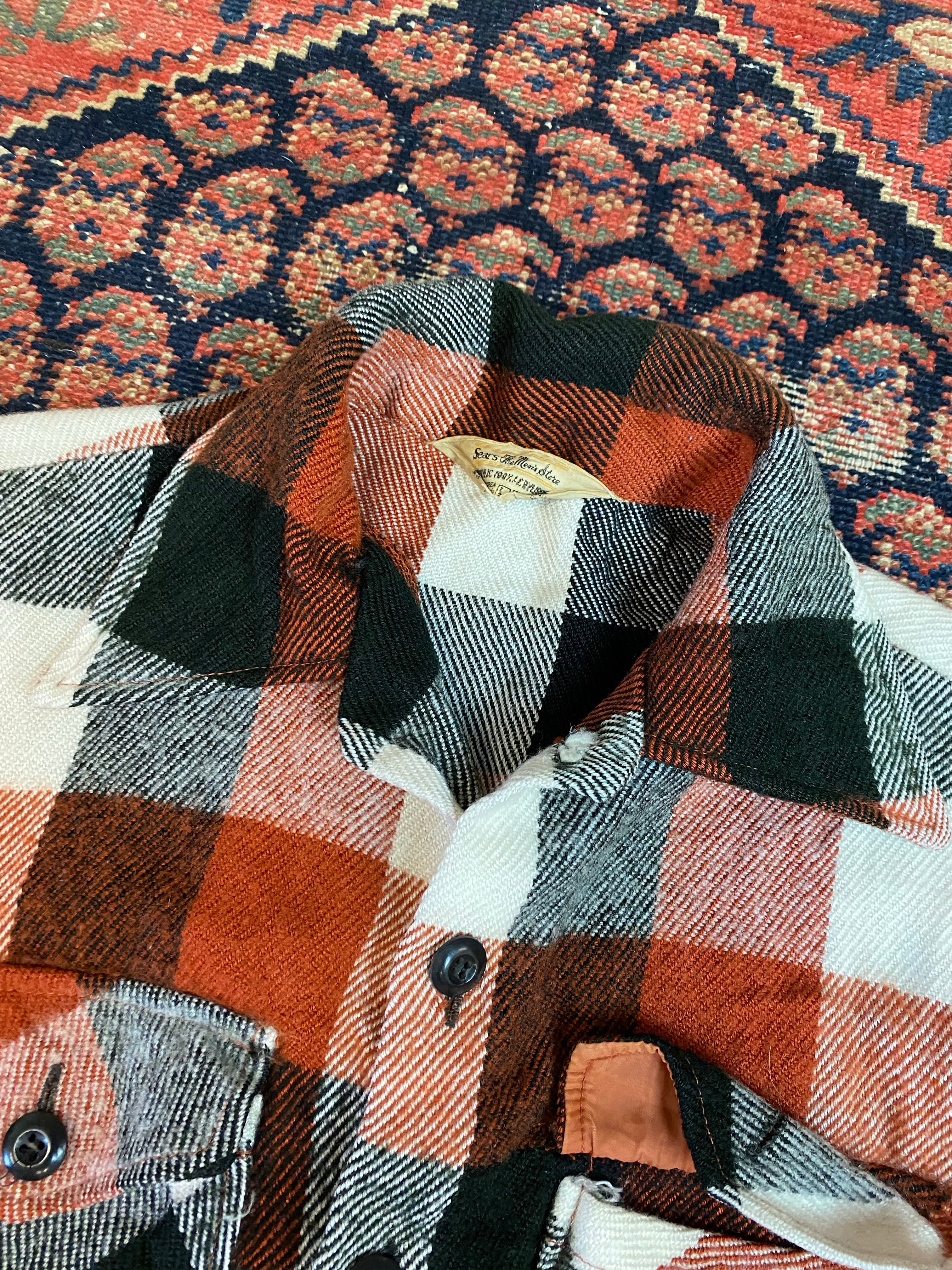 80s Plaid Button Up Jacket - L