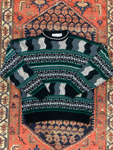 Vintage Knit Patterned Sweater - L