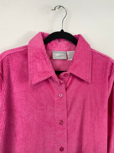 Pink heavy corduroy button up - L