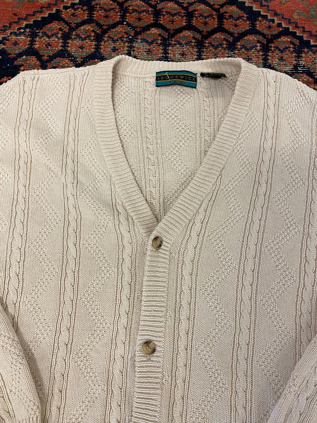 Vintage Cable Knit Cardigan - M