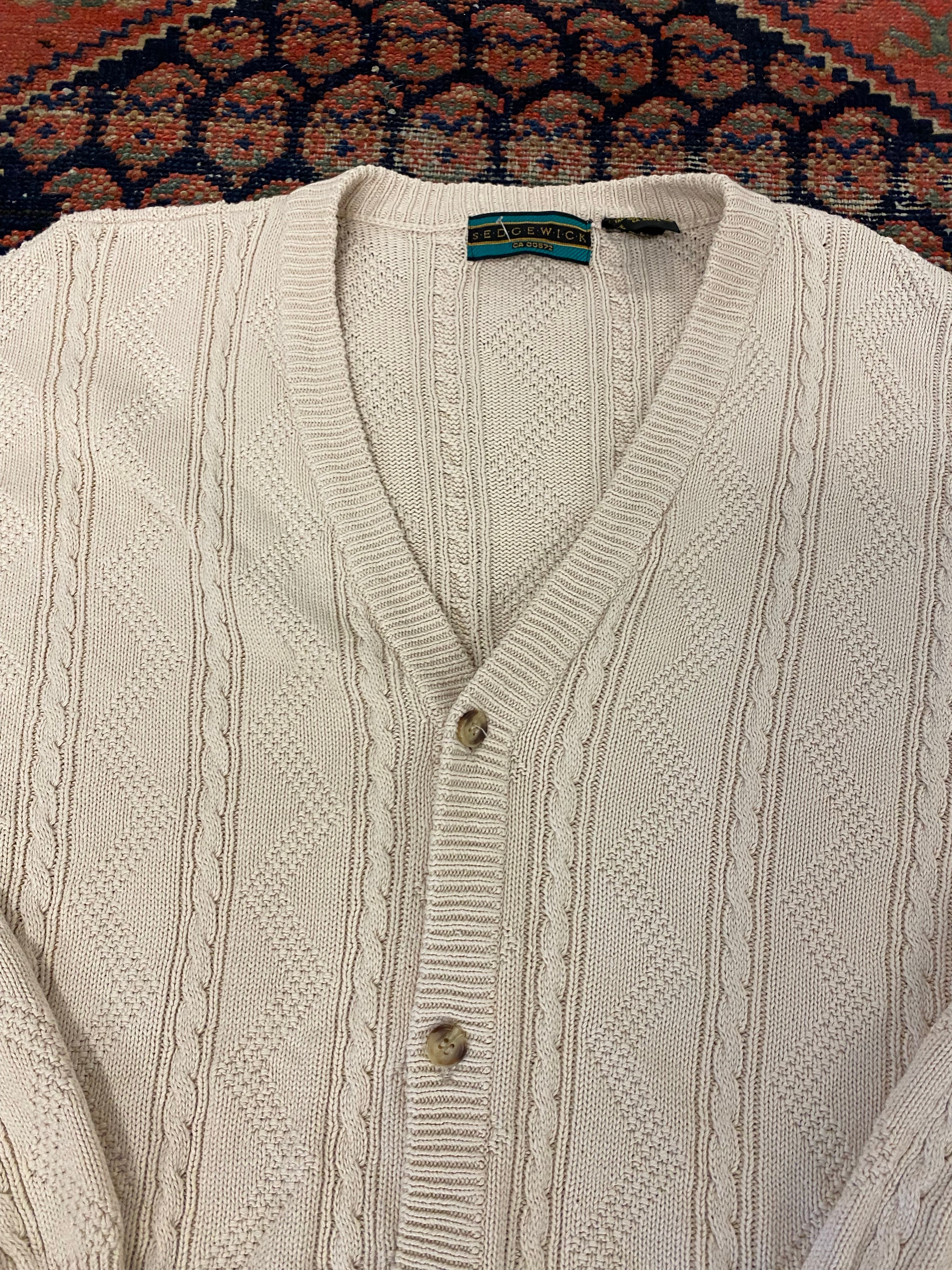 Vintage Cable Knit Cardigan - M
