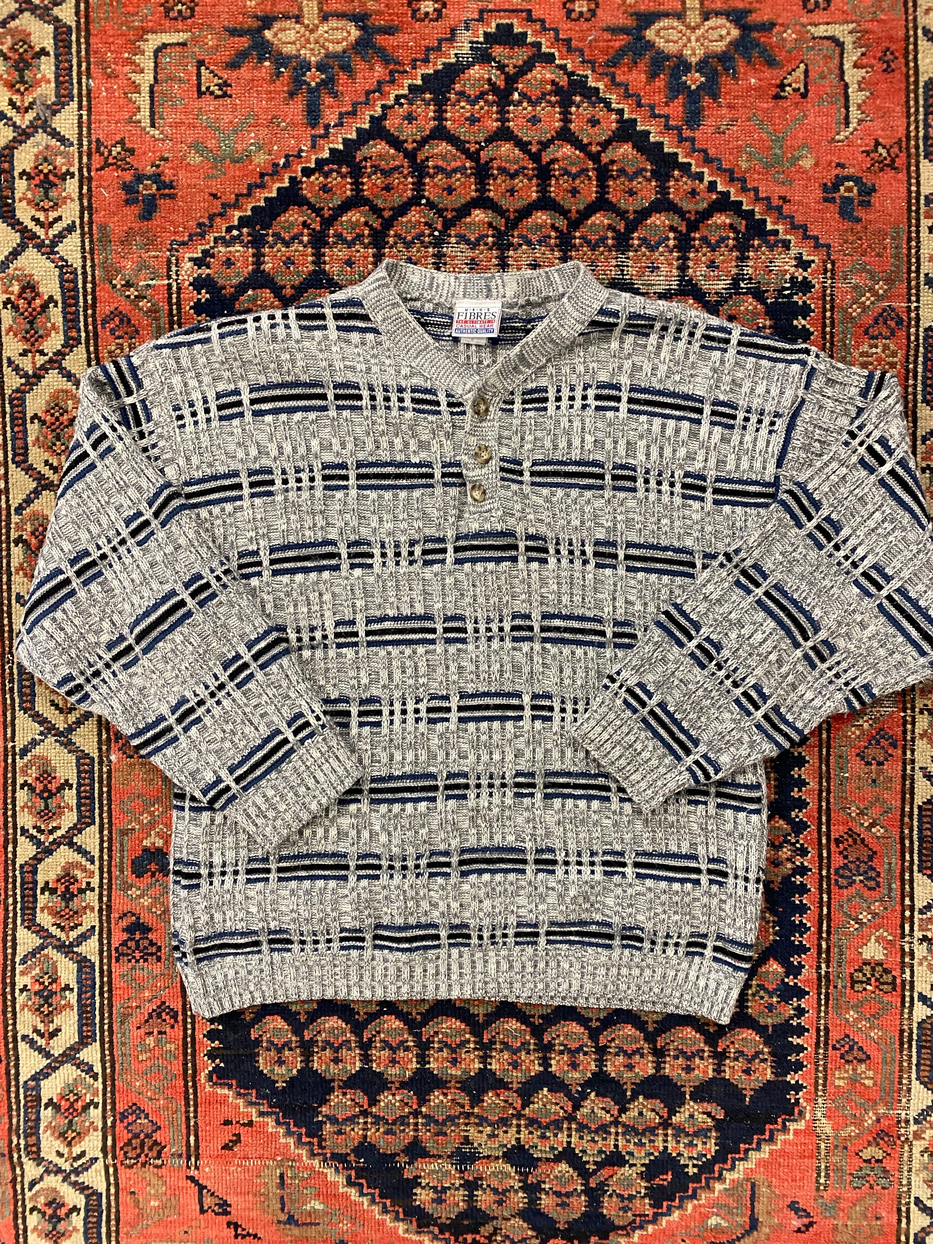 Vintage Henley Knit Sweater - S