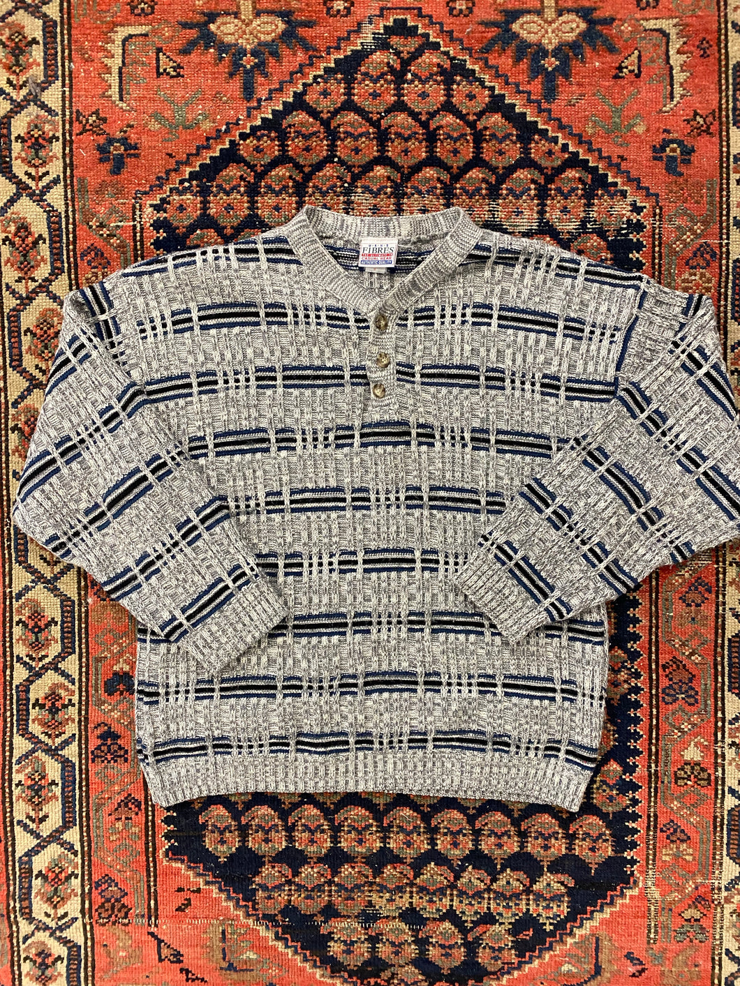 Vintage Henley Knit Sweater - S