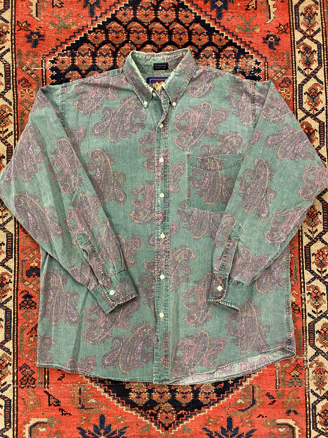 90s Paisley Button Up Shirt - L