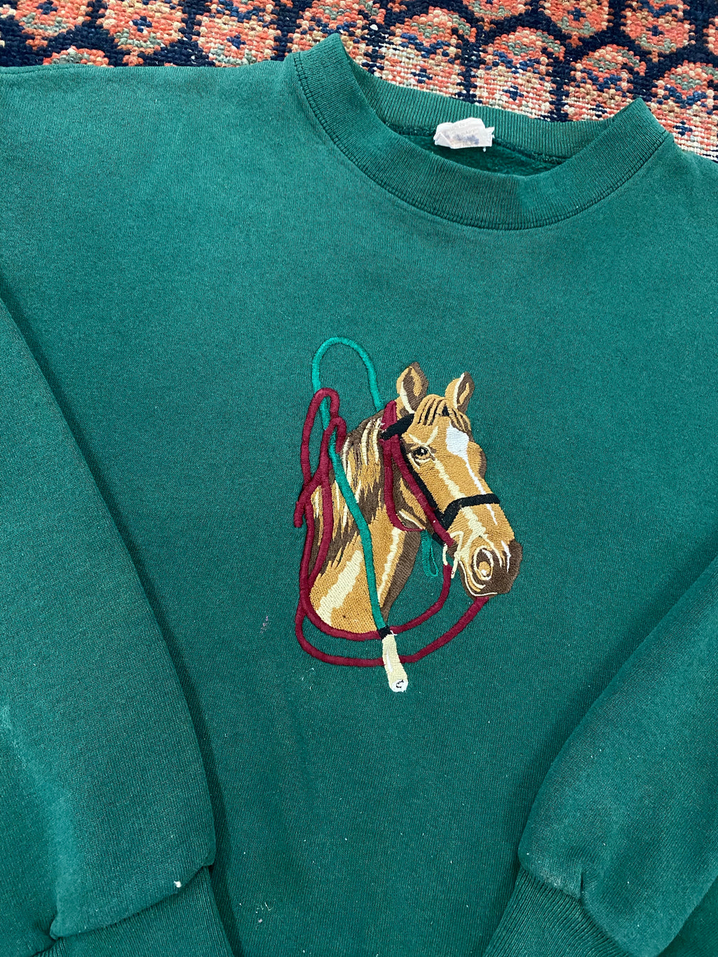 90s Embroidered Horse Crewneck - M