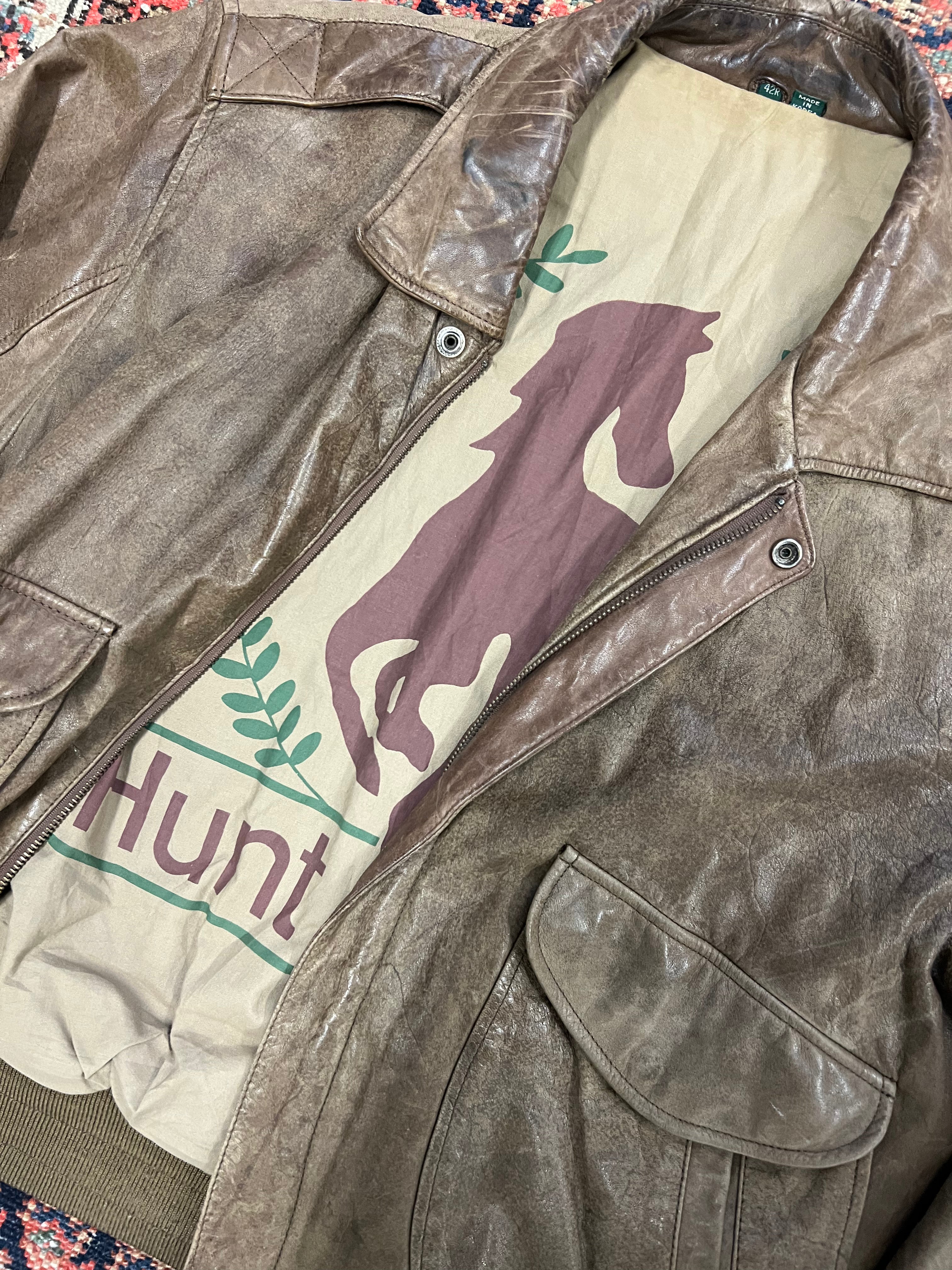 VINTAGE BROWN LEATHER BOMBER JACKET - SMALL