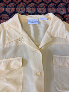 90s Yellow Linen Button Up Shirt - WMNS - L