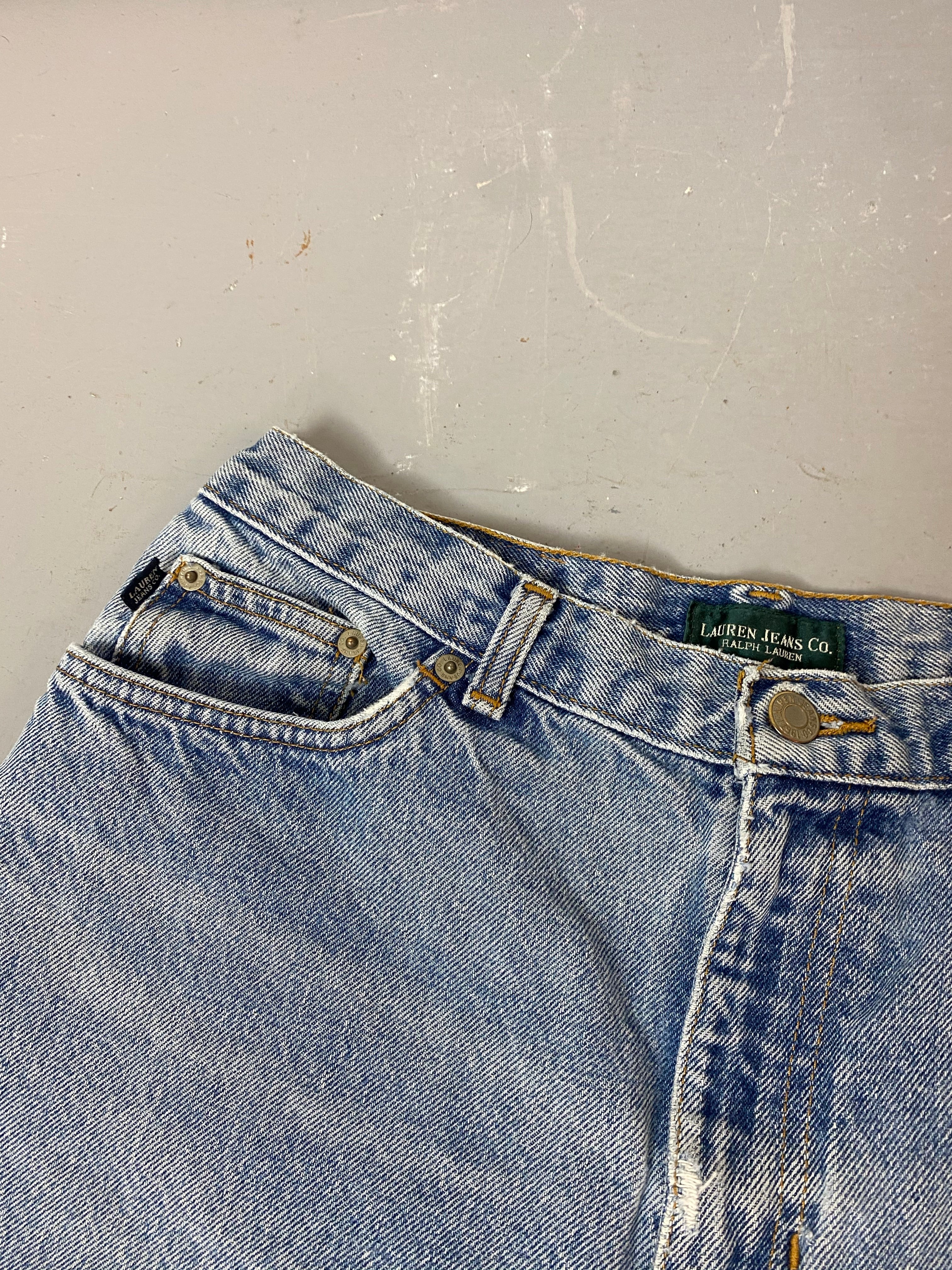 Vintage High Waisted Frayed Ralph Lauren Denim Shorts - 31in