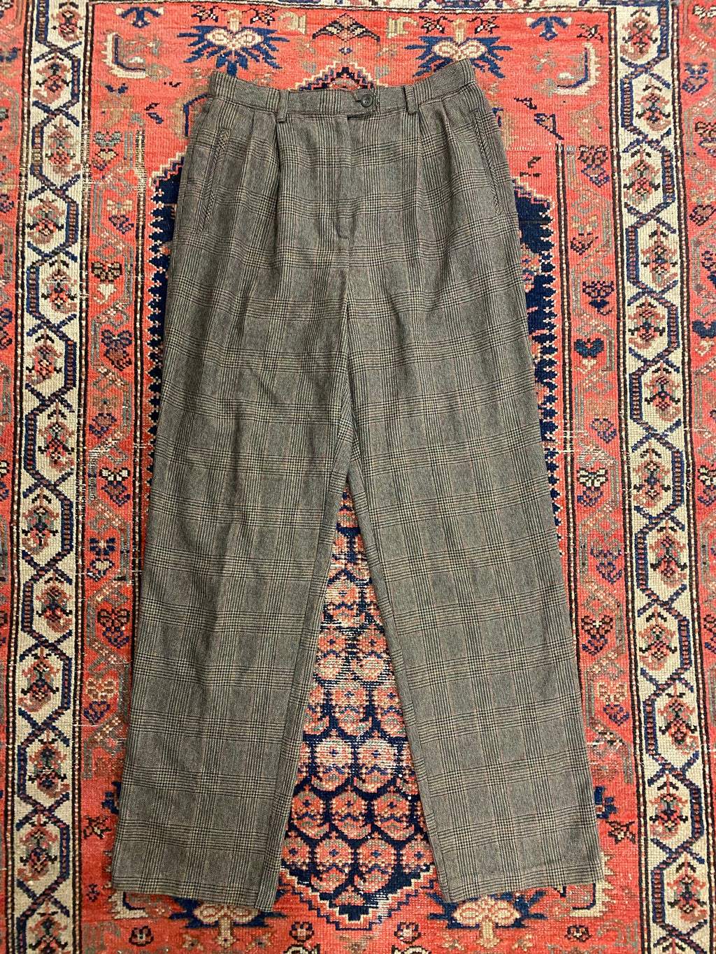90s High Waisted Plaid Trousers - 28inches