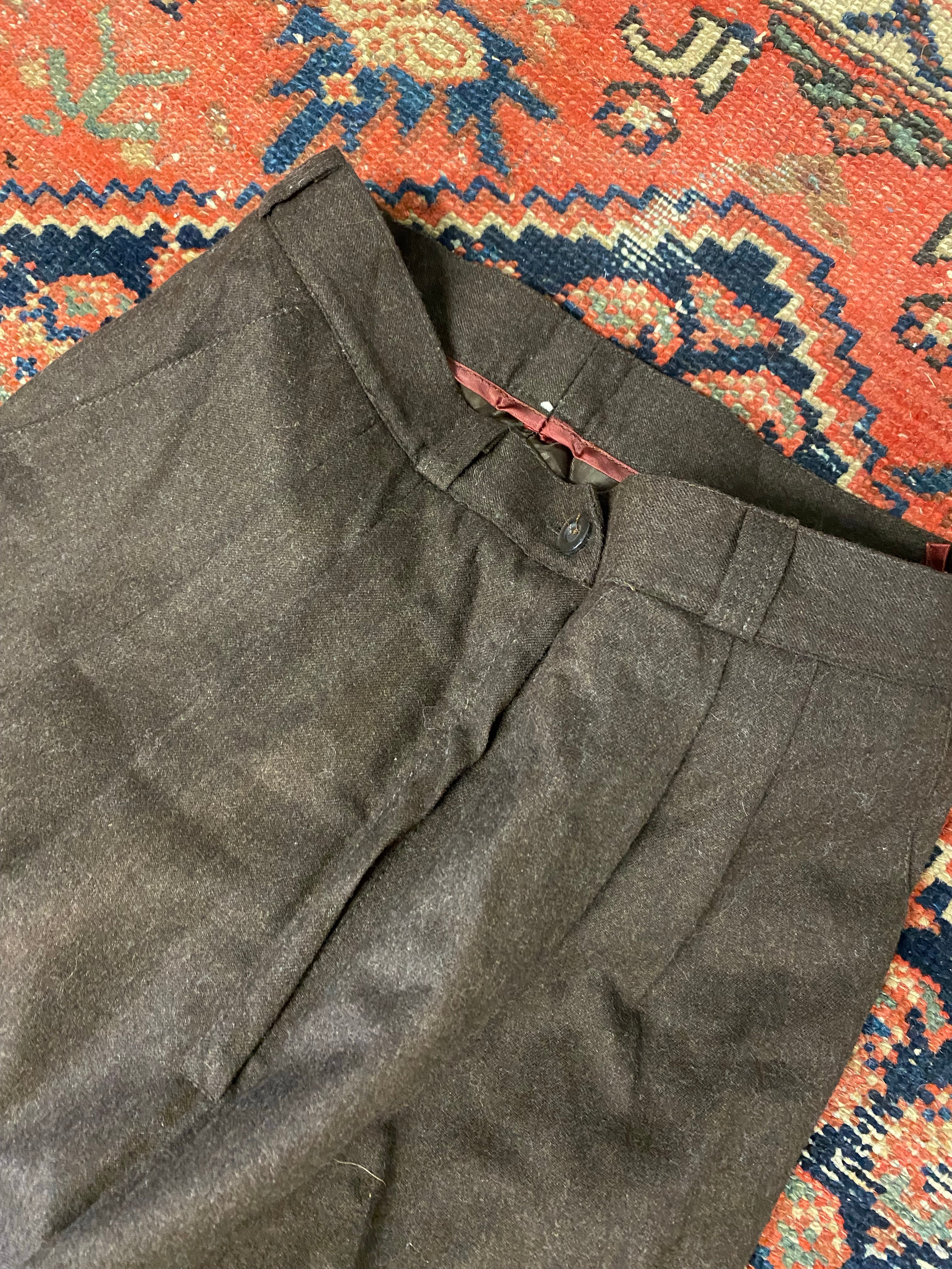 Vintage Brown High Waisted Pleated Trousers - 26in