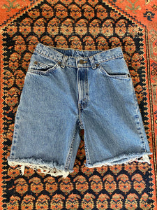90s Frayed High Waisted Levis Denim Shorts - 26in