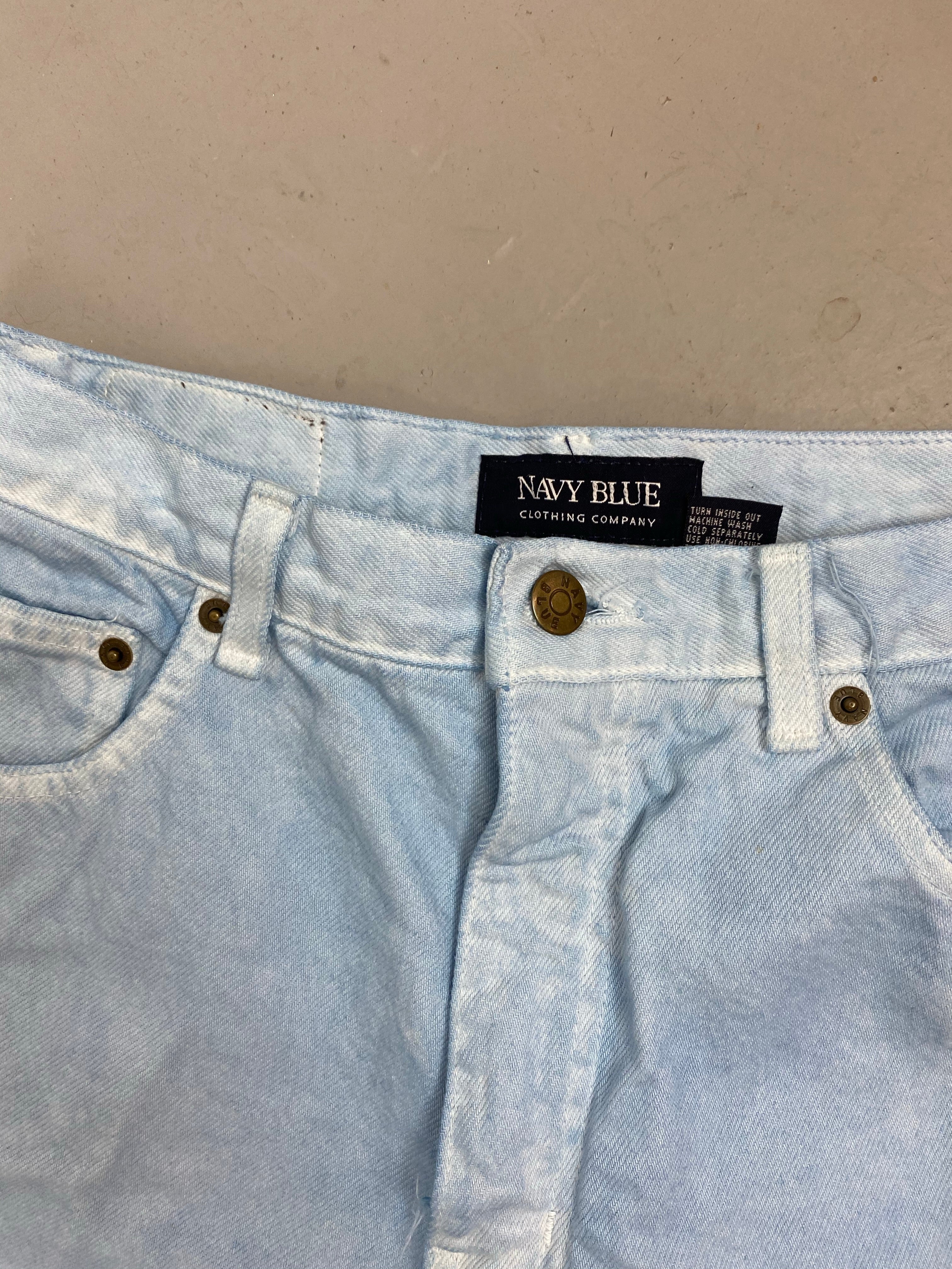 90s high waisted navy blue branded denim shorts