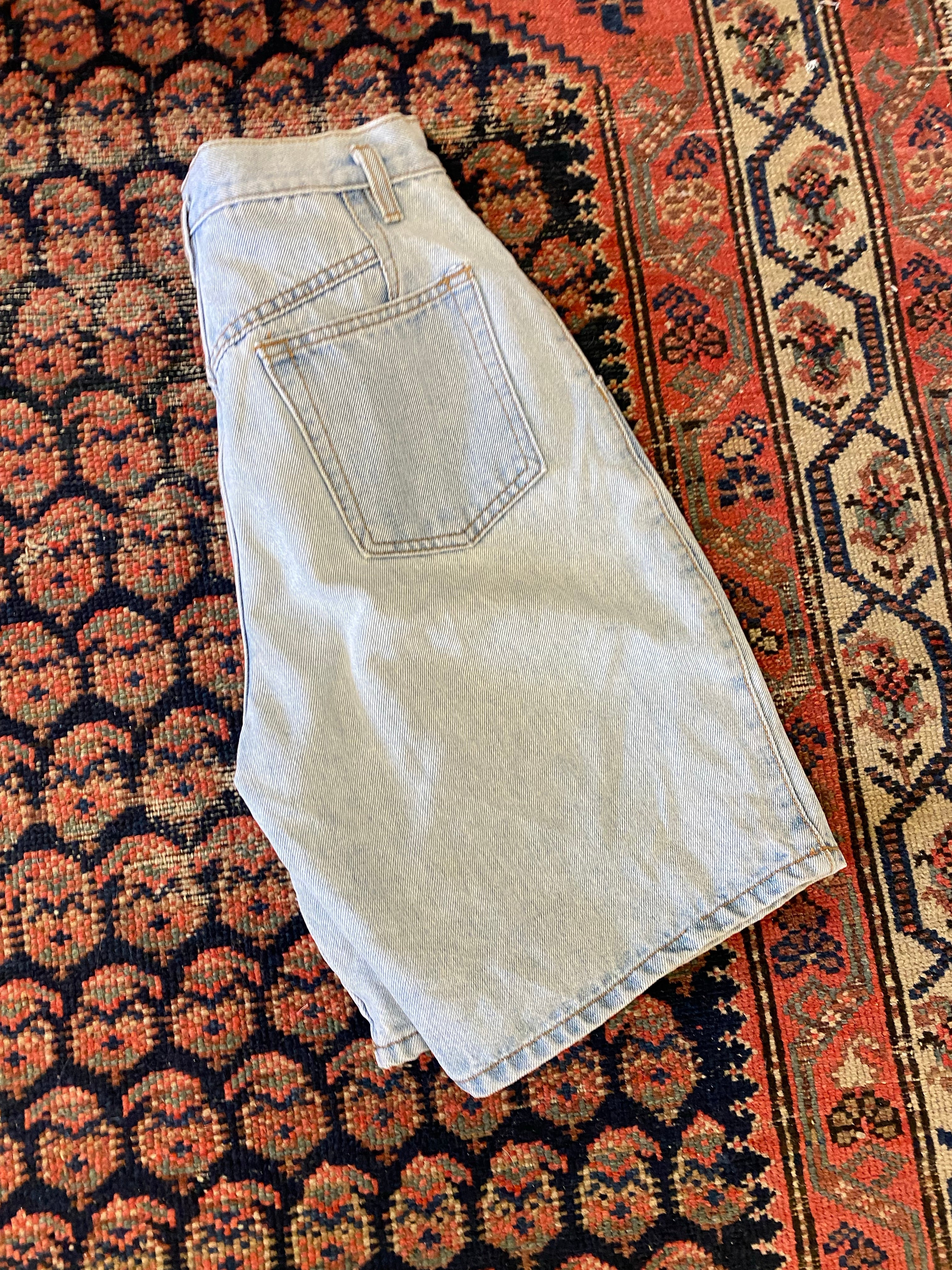 Vintage High Waisted Hemmed Denim Shorts - 24in