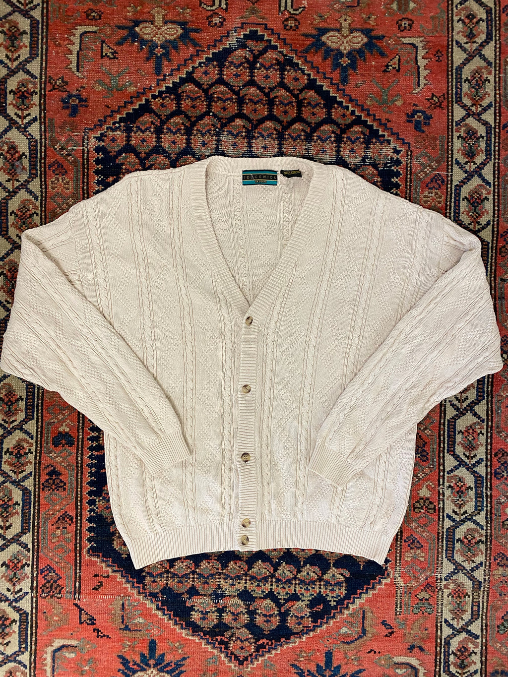 Vintage Cable Knit Cardigan - M