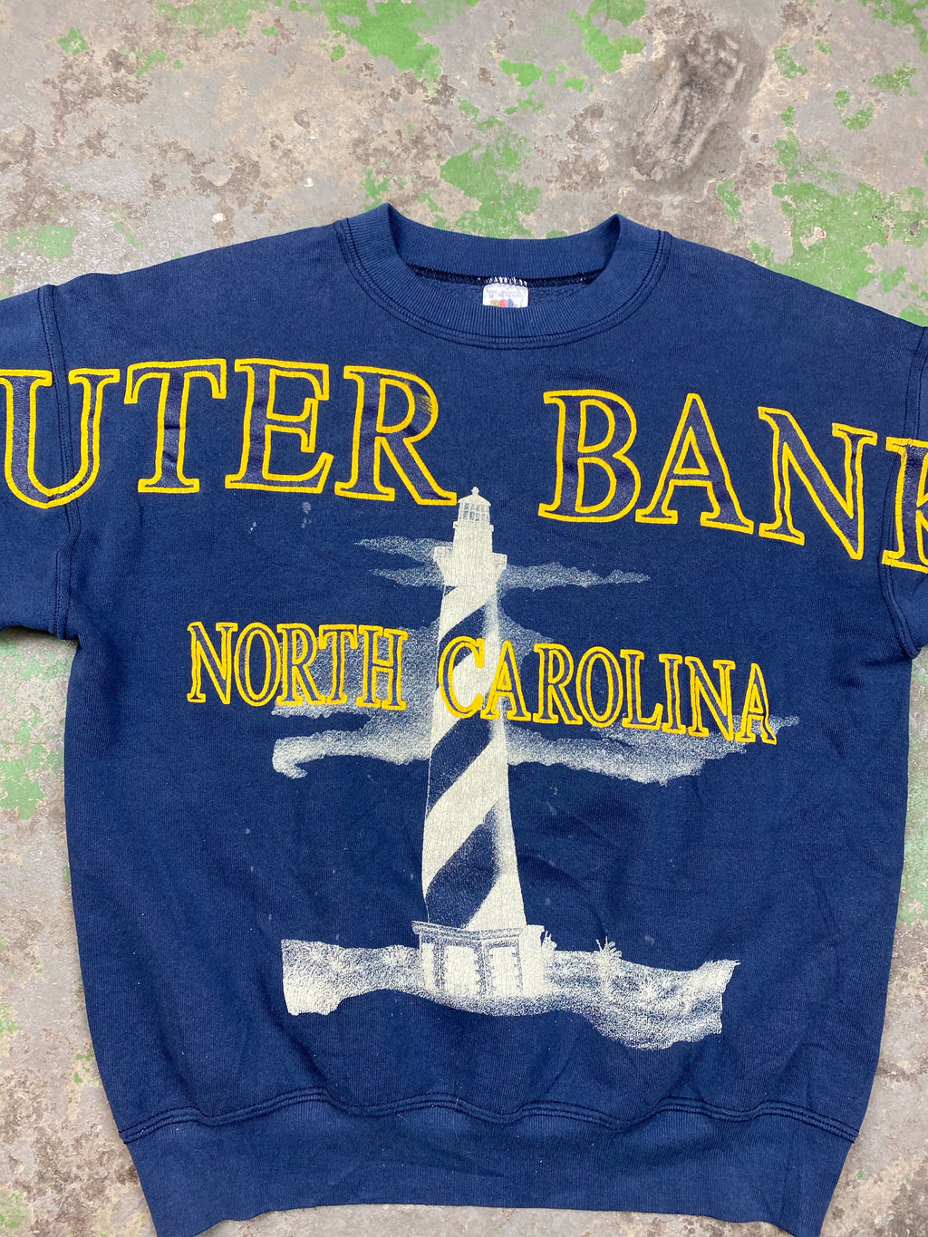Front and back outer banks crewneck