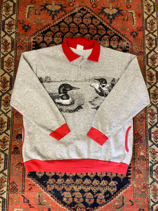 90s Front And Back Collared Loon Crewneck - L